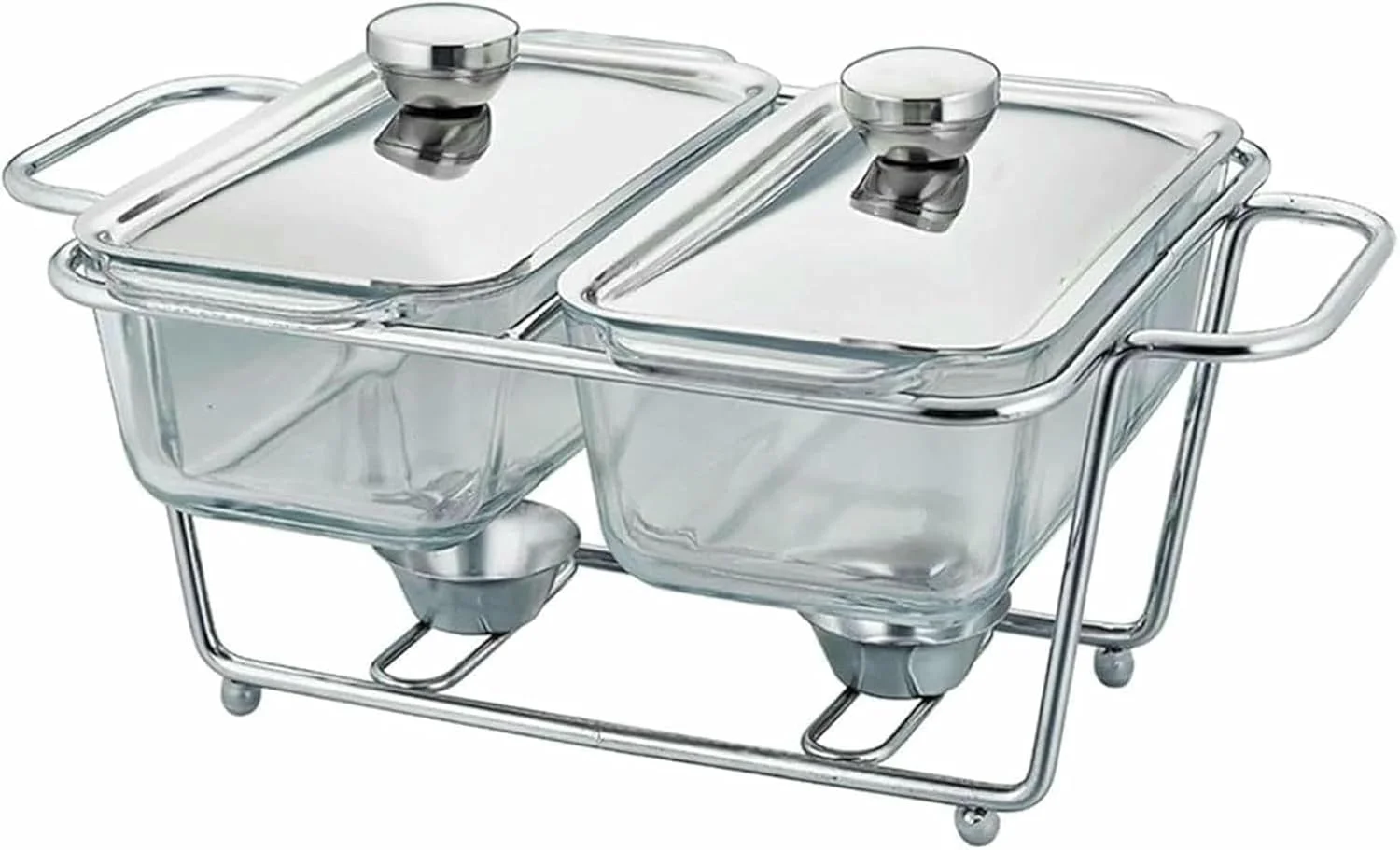 ظرف گرم نگهدارنده غذا بوفه، ست گرمکن غذا با قابلمه و درب شیشه ای، پایه استیل ضد زنگ، مناسب برای مهمانی ها، بوفه ها، عروسی ها، جشن ها، ضیافت ها، رویدادهای پذیرایی (B)