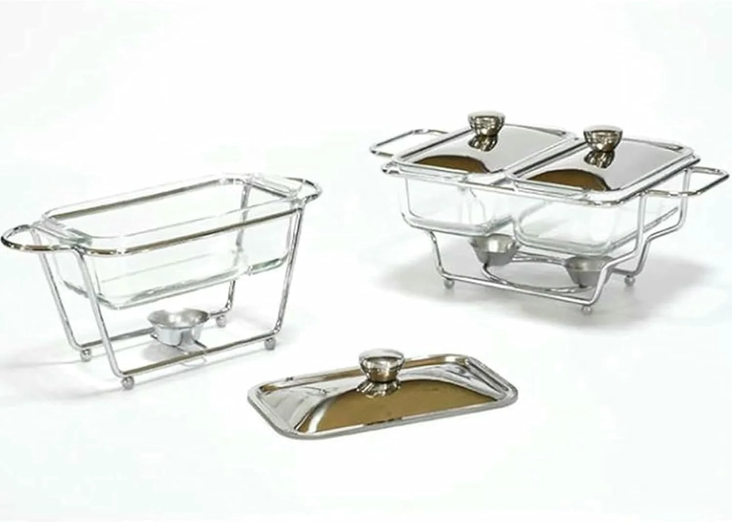 ظرف گرم نگهدارنده غذا بوفه، ست گرمکن غذا با قابلمه و درب شیشه ای، پایه استیل ضد زنگ، مناسب برای مهمانی ها، بوفه ها، عروسی ها، جشن ها، ضیافت ها، رویدادهای پذیرایی (B)