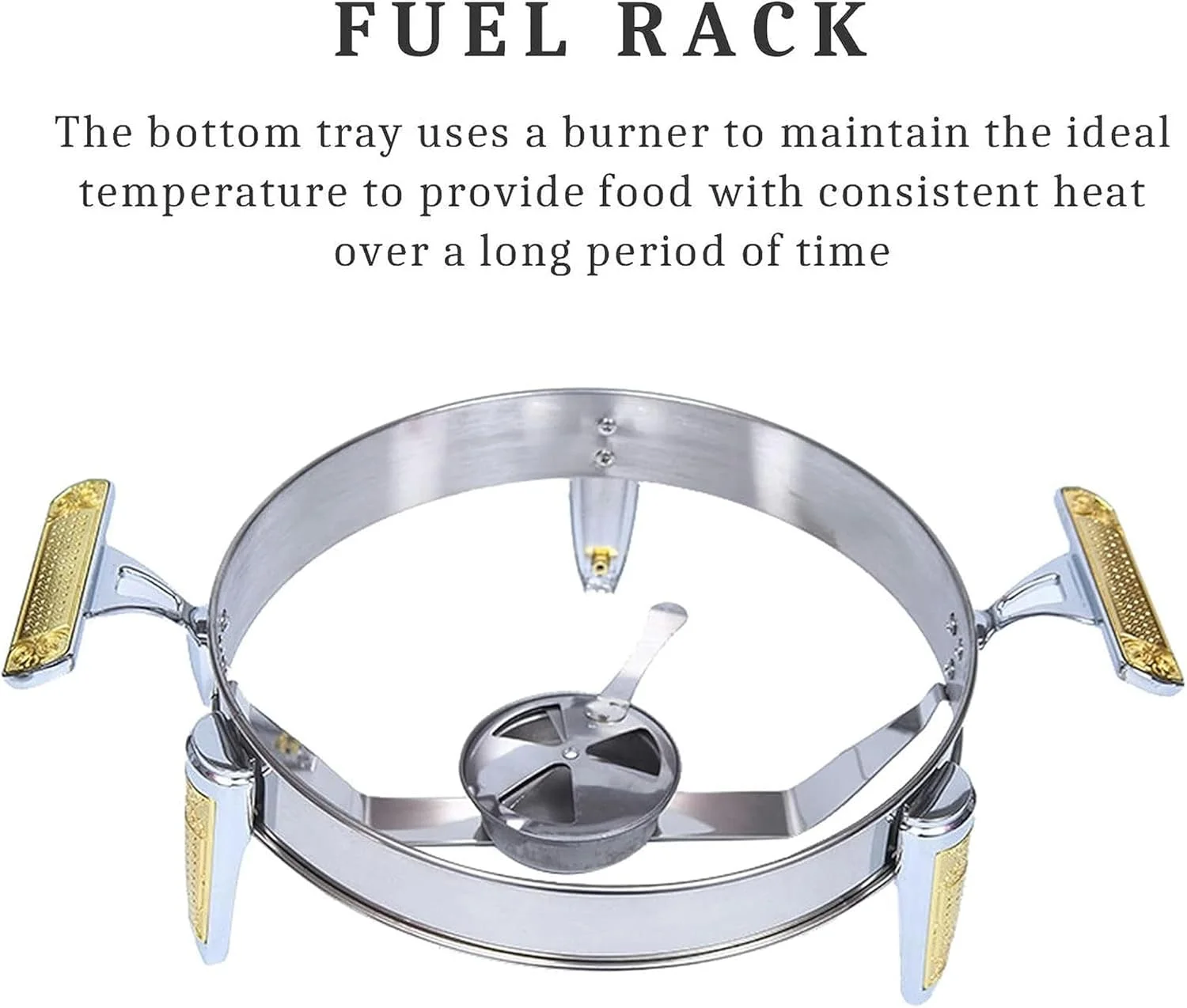 ظروف گرم نگهدارنده غذا، سینی بوفه گرد استیل ضد زنگ با درب، ظرف غذا و نگهدارنده سوخت، مناسب برای آشپزخانه، پذیرایی، مهمانی، بوفه (24 سانتی متر)