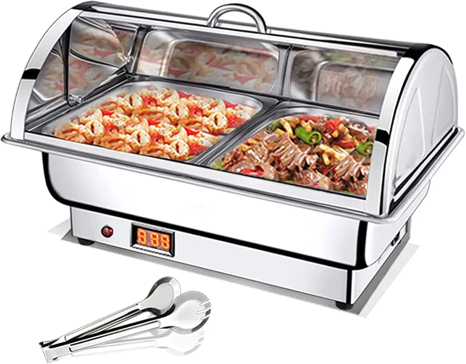 گرمکن غذا برقی 9 لیتری با صفحه نمایش لمسی برای مهمانی ها و بوفه ها، گرمایش سریع 400 وات، درجه حرارت قابل تنظیم، A, B