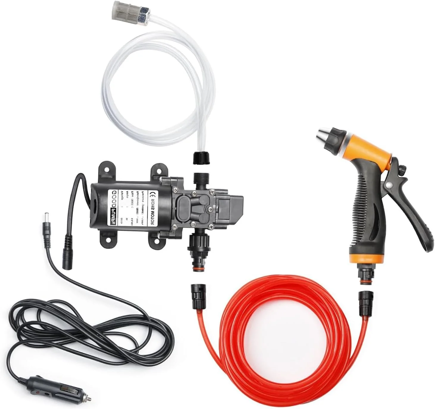 کارواش برقی قابل حمل X spring، پمپ واشر برقی 80 واتی با شلنگ PVC 6 متری، کارواش فشار قوی قابل حمل 12 ولت، پمپ تمیز کننده سریع خود مکش برای تمیز کردن ماشین، خانه، باغ و حیوانات خانگی