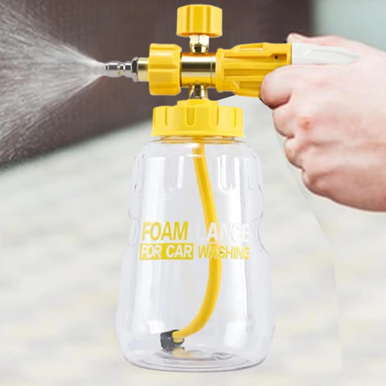 کارواش فوم پاش، فوم پاش دستی 1 لیتری، بطری اسپری پمپ فوم فشار قوی برای شستشوی خودرو و نظافت منزل