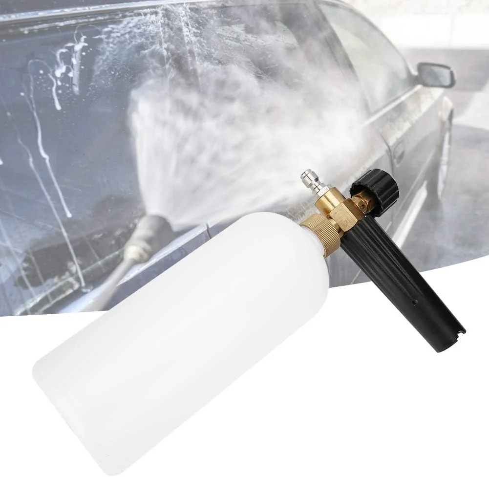 بطری اسپری فوم کارواش Starrypxl، 1 لیتری، 1/4 اینچ، پمپ فوم ساز فشار قوی، ابزار تمیز کننده کارآمد برای دیتیلینگ خودرو و مصارف خانگی