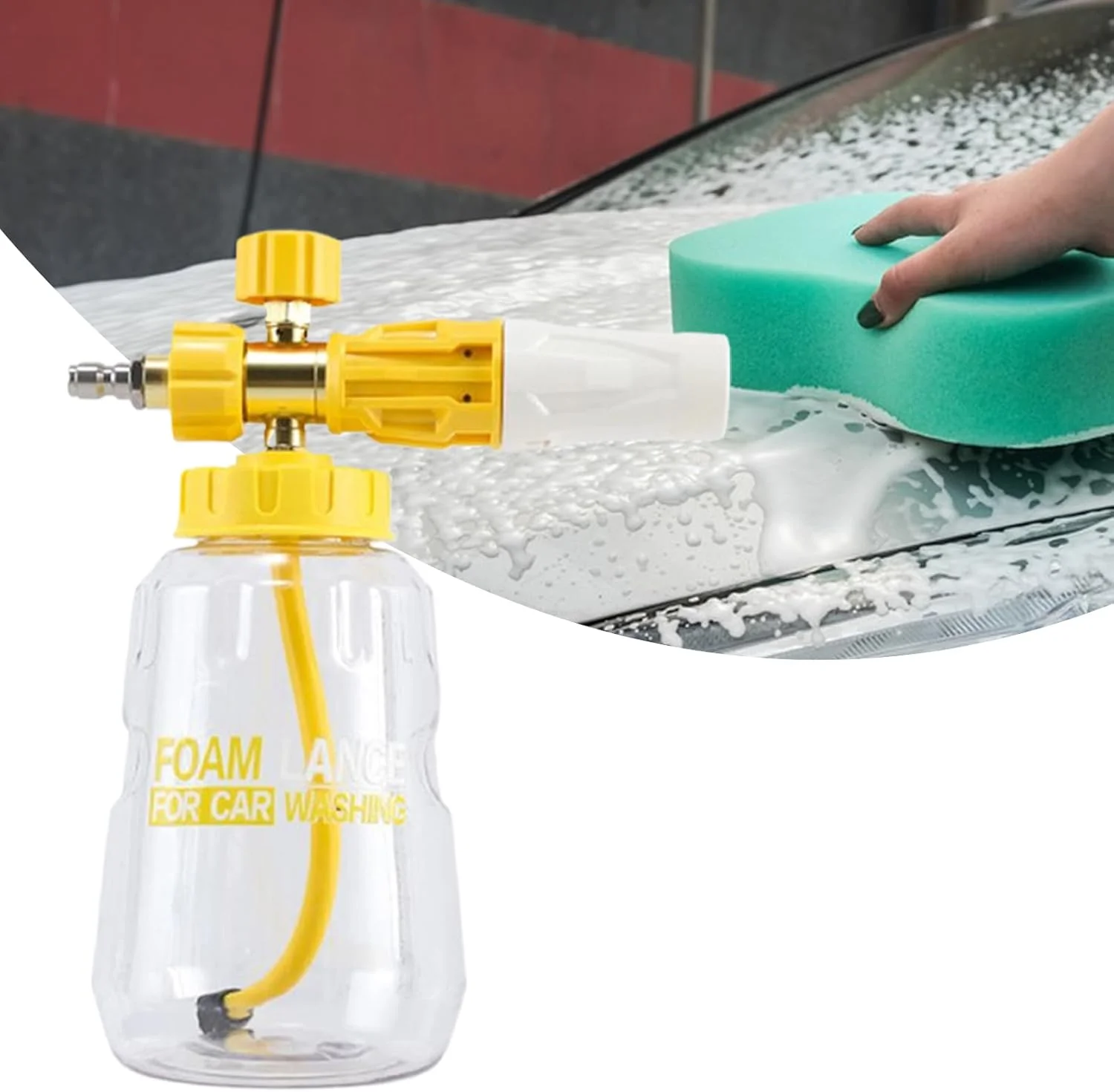 کارواش فوم پاش، فوم پاش دستی 1 لیتری، بطری اسپری پمپ فوم فشار قوی برای شستشوی خودرو و نظافت منزل