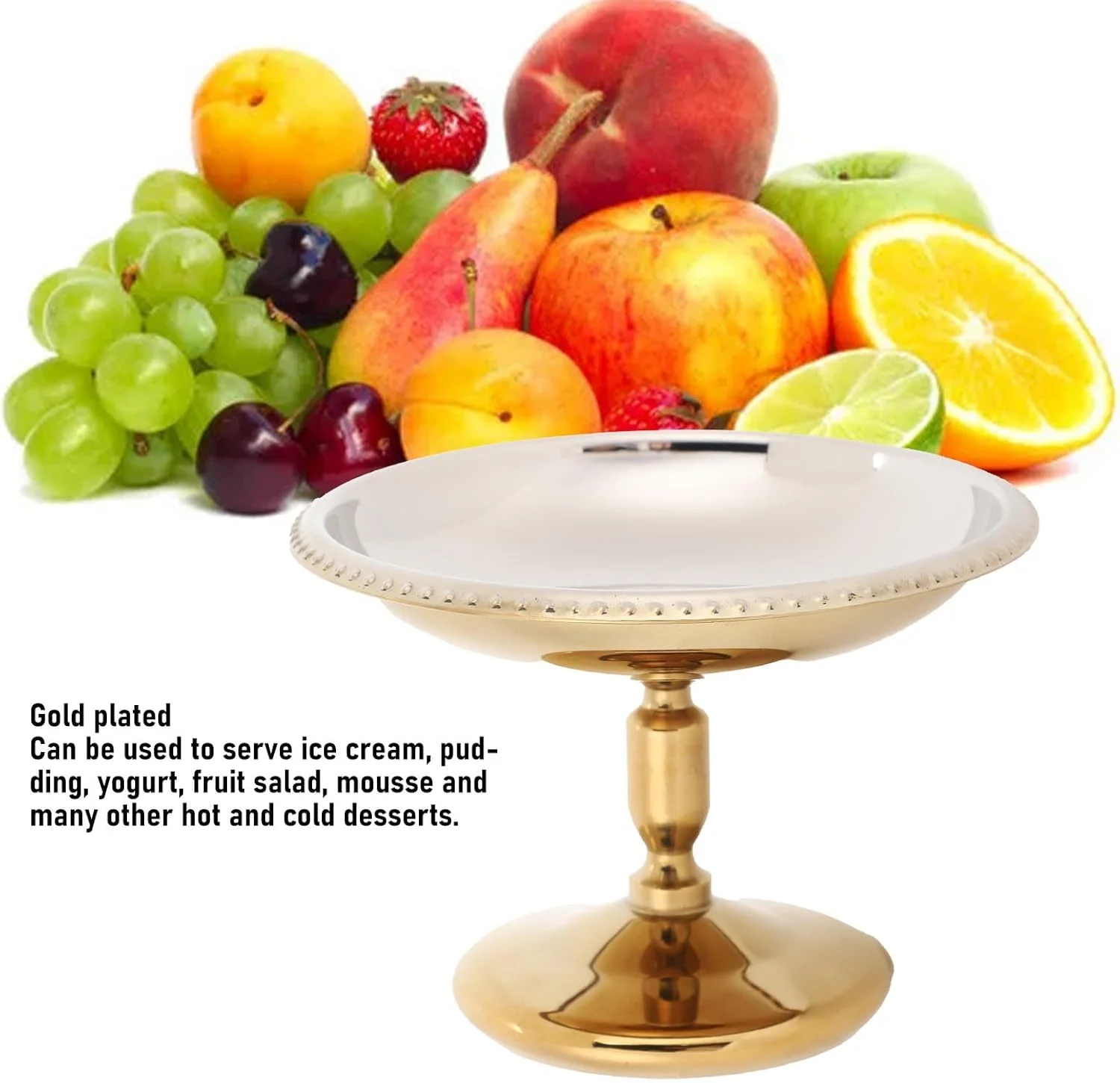 کاسه دسر فوکت، جام بستنی استیل ضد زنگ طلایی شیک برای تزئینات مهمانی، جام دسر فلزی پایه دار گرد قابل استفاده مجدد برای ماست، میوه، سالاد، ژلاتو، پودینگ و میان وعده کاسه دسر فوکت، جام بستنی استیل ضد زنگ طلایی شیک برای تزئینات مهمانی، جام دسر فلزی پایه دار گرد قابل استفاده مجدد برای ماست، میوه، سالاد، ژلاتو، پودینگ و میان وعده