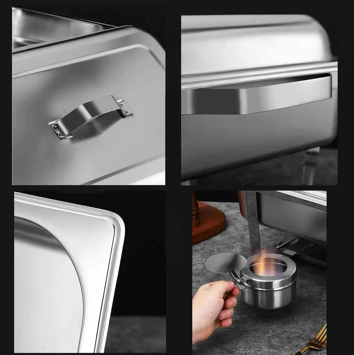 گرمکن غذای استیل ضد زنگ، ست بوفه دیش گرمکن، ظرف غذای دوتایی با درب، برای بوفه عروسی مهمانی ها ضیافت ها پذیرایی رویدادها، تک-A (سه B) گرمکن غذای استیل ضد زنگ، ست بوفه دیش گرمکن، ظرف غذای دوتایی با درب، برای بوفه عروسی مهمانی ها ضیافت ها پذیرایی رویدادها، تک-A (سه B)