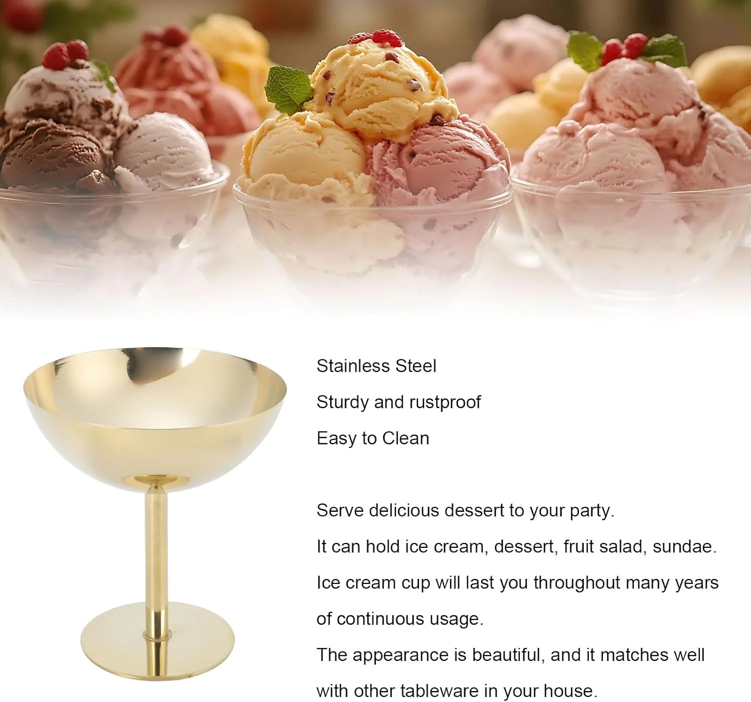 ظرف بستنی Bewinner، کاسه دسر شیک برای سرو بستنی، پودینگ، ماست، سالاد میوه، کاسه سس استیل، فنجان های کوچک گرد پایه دار ماست و آبنبات (بلند) ظرف بستنی Bewinner، کاسه دسر شیک برای سرو بستنی، پودینگ، ماست، سالاد میوه، کاسه سس استیل، فنجان های کوچک گرد پایه دار ماست و آبنبات (بلند)