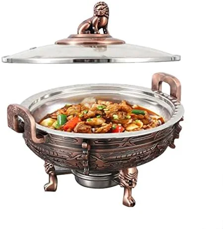 ست گرم نگهدارنده غذا و ظروف گرمایشی گرد برای بوفه و پذیرایی، شامل ظرف غذا و نگهدارنده سوخت، 1 عدد ست گرم نگهدارنده غذا و ظروف گرمایشی گرد برای بوفه و پذیرایی، شامل ظرف غذا و نگهدارنده سوخت، 1 عدد