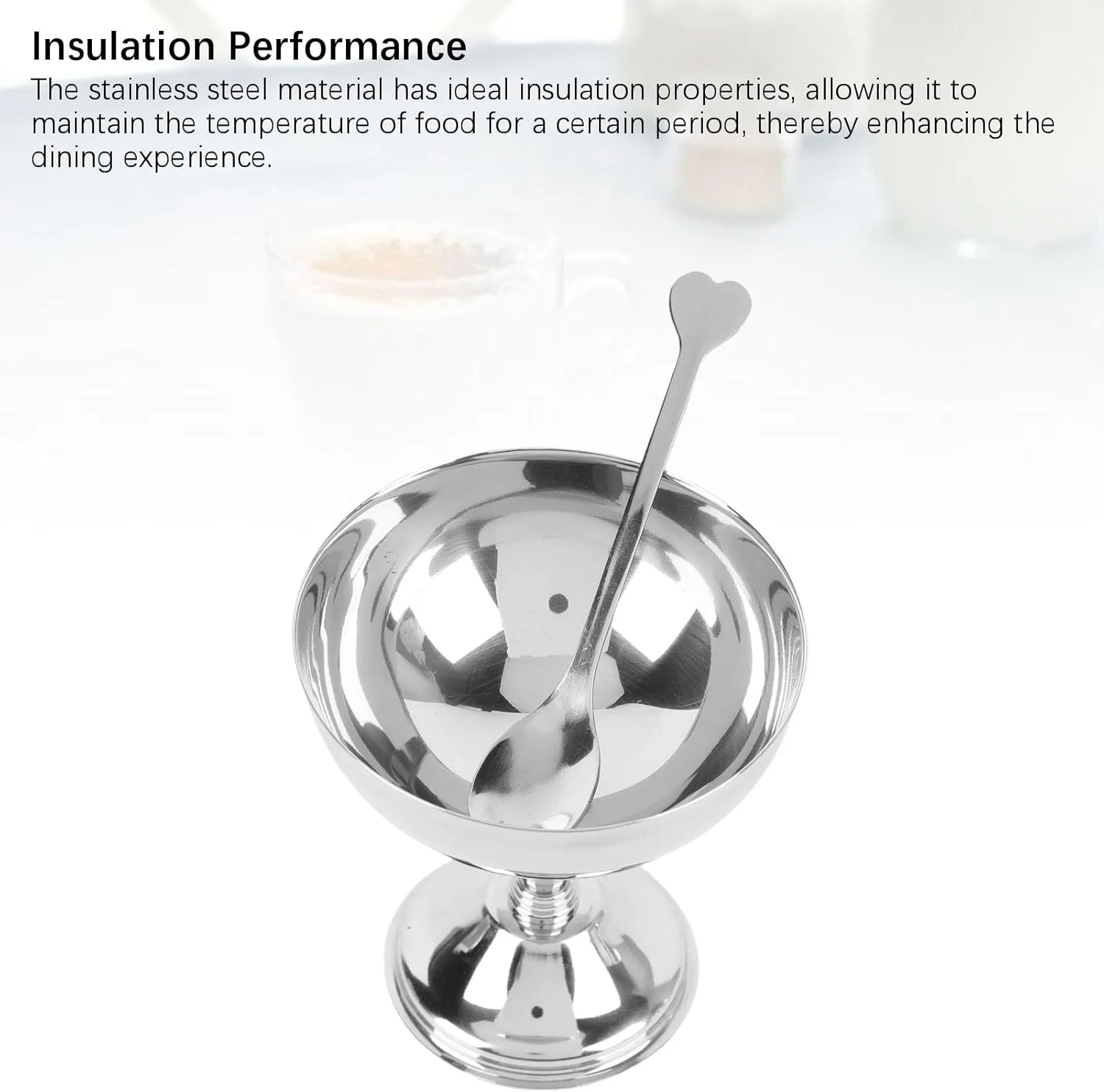 ظرف بستنی فوکتی، کاسه دسر استیل ضد زنگ 190 میلی لیتری به همراه قاشق، جام بستنی پایه دار سبک قدیمی برای سالاد پودینگ ماست میان وعده مهمانی دکوراسیون منزل (سایز بزرگ 11 سانتی متر) ظرف بستنی فوکتی، کاسه دسر استیل ضد زنگ 190 میلی لیتری به همراه قاشق، جام بستنی پایه دار سبک قدیمی برای سالاد پودینگ ماست میان وعده مهمانی دکوراسیون منزل (سایز بزرگ 11 سانتی متر)