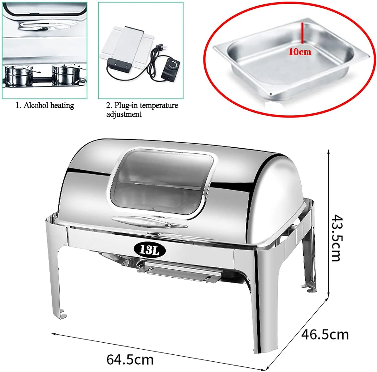 ظرف گرم نگهدارنده غذا استیل ضد زنگ برقی، مناسب برای مهمانی ها و بوفه ها، گرم نگهدارنده غذا برای مهمانی ها و بوفه ها، A, B ظرف گرم نگهدارنده غذا استیل ضد زنگ برقی، مناسب برای مهمانی ها و بوفه ها، گرم نگهدارنده غذا برای مهمانی ها و بوفه ها، A, B