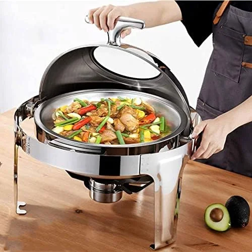 گرمکن غذا بوفه استیل گرد 6 لیتری مناسب مهمانی ها و بوفه با درب شیشه ای گرمکن غذا بوفه استیل گرد 6 لیتری مناسب مهمانی ها و بوفه با درب شیشه ای