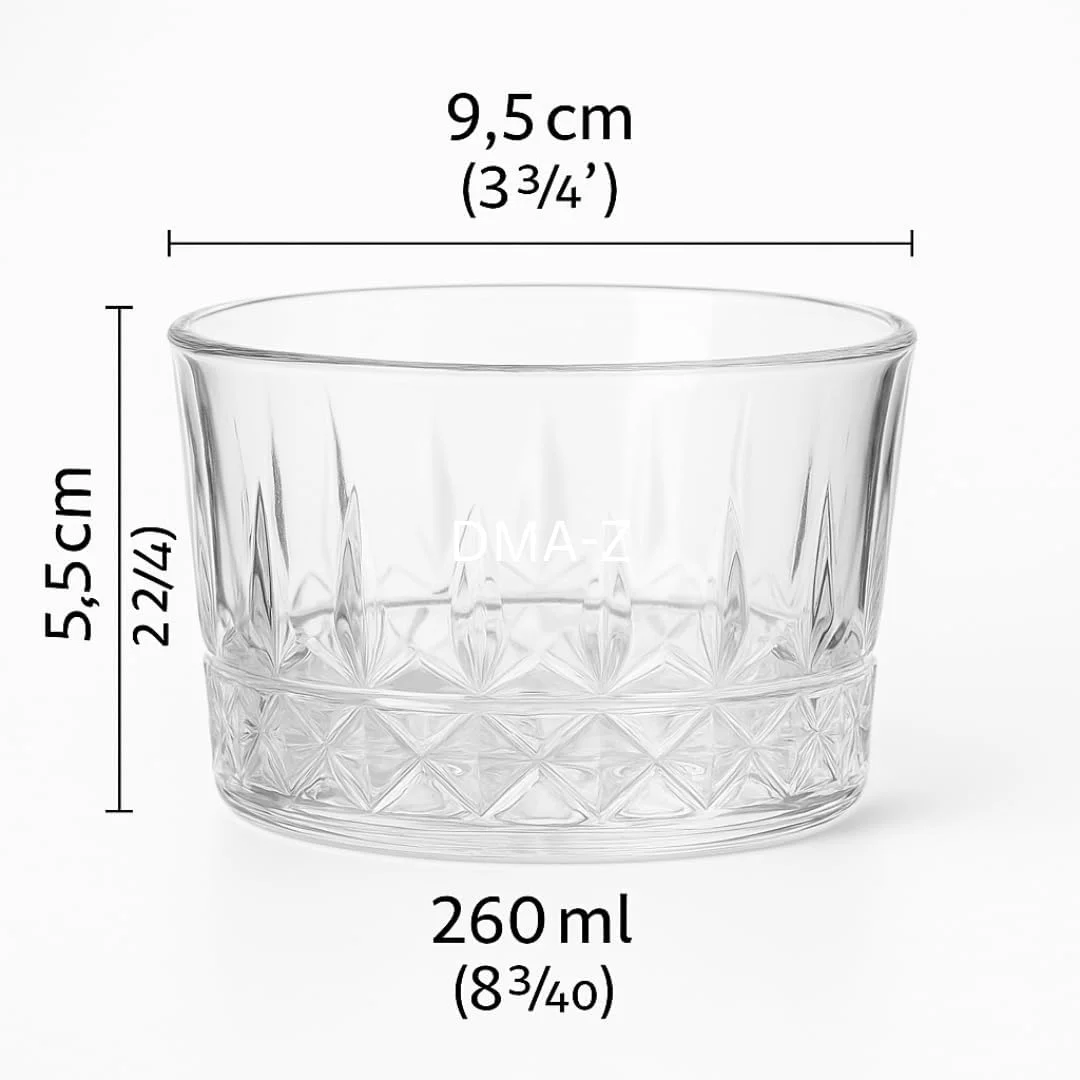 پیاله‌های دسر DMA-Z Odin، ۲۶۰ میلی‌لیتر - ست ۲ عددی پیاله‌های شیشه‌ای کریستالی با طرح، پیاله‌های شیشه‌ای برای دسر، بستنی، میوه، تنقلات، آجیل - قابل شستشو در ماشین ظرفشویی (۲۶۰ میلی‌لیتر)