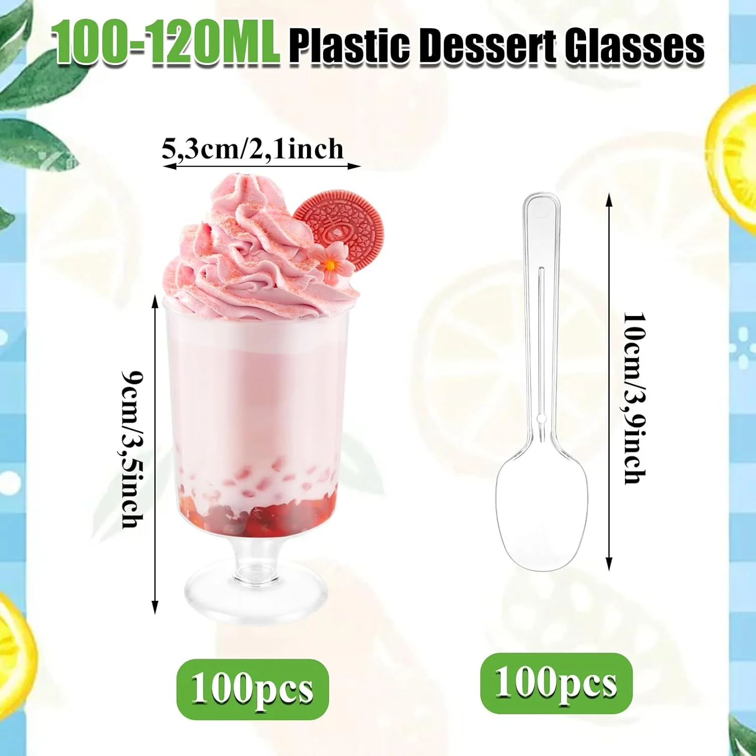 ظروف دسر خوری پلاستیکی کوچک MIVIDE، 100-120 میلی لیتر / 4 اونس، کاسه های دسر خوری پلاستیکی کوچک، لیوان های پلاستیکی پایه دار برای مهمانی دسر، پودینگ، موس، بستنی، بسته 100 عددی