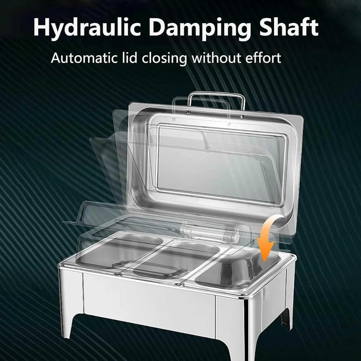 ظروف گرم نگهدارنده غذا استیل ضد زنگ، ست بوفه ظرف گرمکن غذا با 2 ظرف نیم سایز، گرم کننده غذا برای مهمانی ها، بوفه ها، عروسی ها، ضیافت ها (9QT)