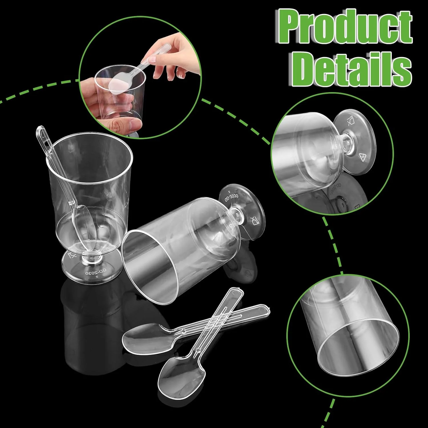 ظروف دسر خوری پلاستیکی کوچک MIVIDE، 100-120 میلی لیتر / 4 اونس، کاسه های دسر خوری پلاستیکی کوچک، لیوان های پلاستیکی پایه دار برای مهمانی دسر، پودینگ، موس، بستنی، بسته 100 عددی