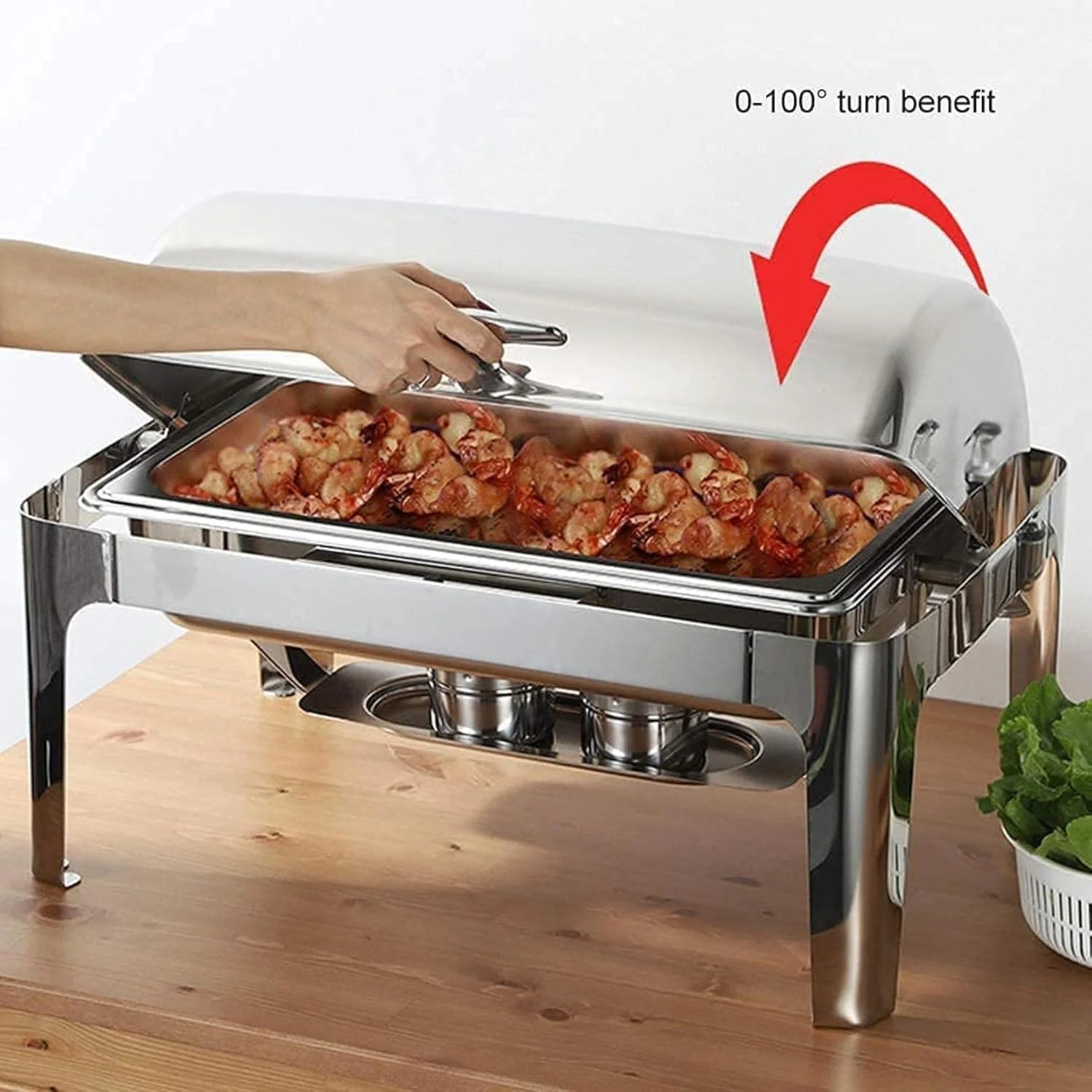 گرم نگهدارنده غذا، ست ظرف گرم کننده غذا، گرم کننده بوفه استیل ضد زنگ 9 لیتری، ست گرم کننده حرفه ای غذا برای پذیرایی، بوفه و مهمانی