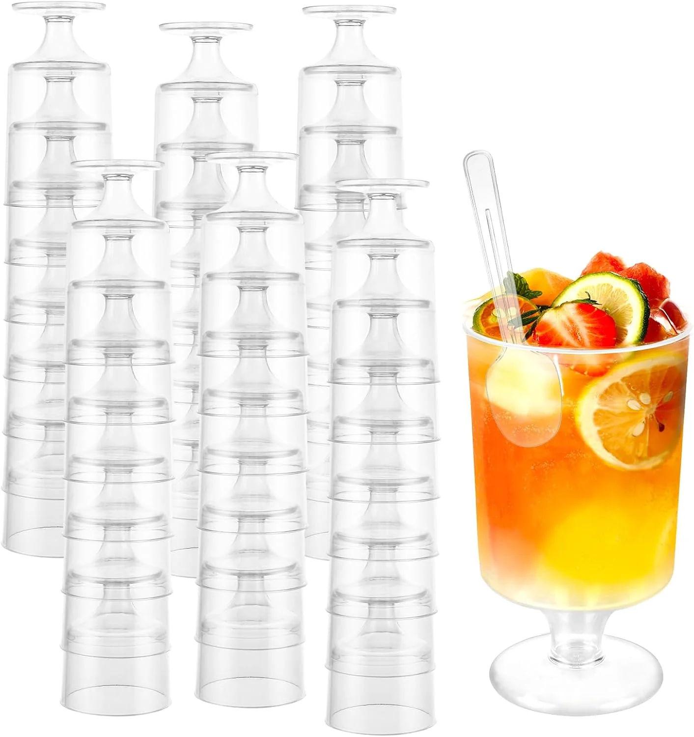 ظروف دسر خوری پلاستیکی کوچک MIVIDE، 100-120 میلی لیتر / 4 اونس، کاسه های دسر خوری پلاستیکی کوچک، لیوان های پلاستیکی پایه دار برای مهمانی دسر، پودینگ، موس، بستنی، بسته 100 عددی