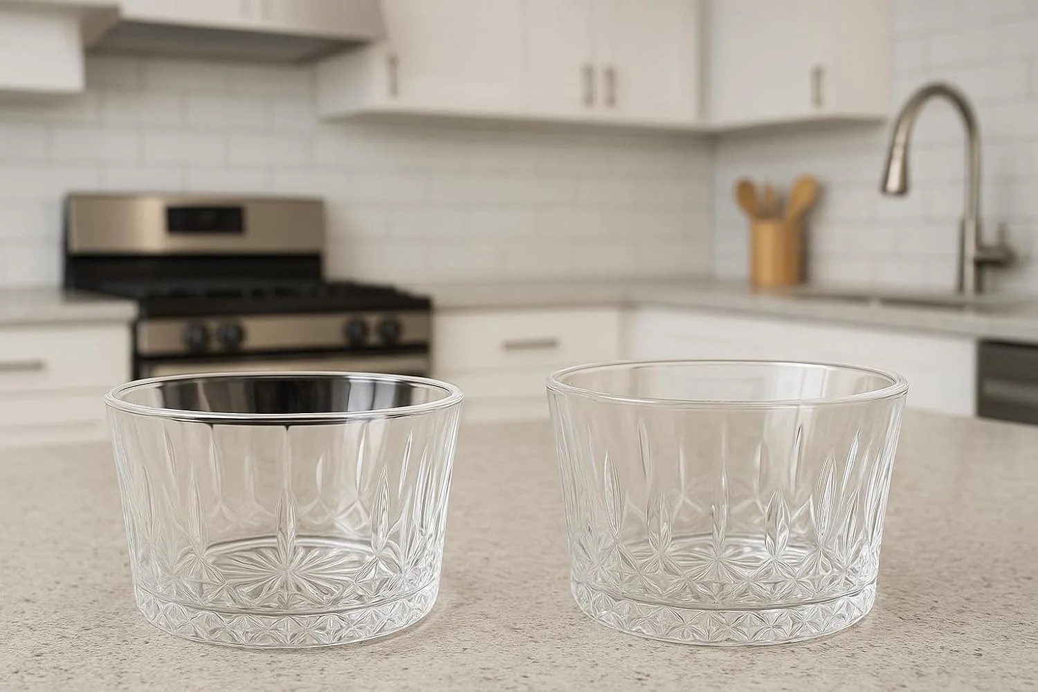 پیاله‌های دسر DMA-Z Odin، ۲۶۰ میلی‌لیتر - ست ۲ عددی پیاله‌های شیشه‌ای کریستالی با طرح، پیاله‌های شیشه‌ای برای دسر، بستنی، میوه، تنقلات، آجیل - قابل شستشو در ماشین ظرفشویی (۲۶۰ میلی‌لیتر)