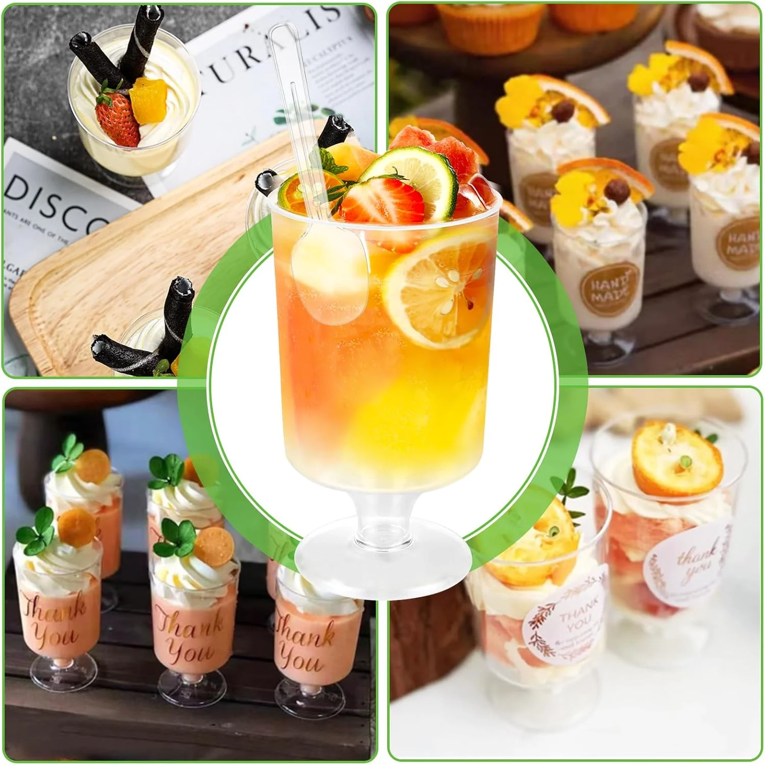 ظروف دسر خوری پلاستیکی کوچک MIVIDE، 100-120 میلی لیتر / 4 اونس، کاسه های دسر خوری پلاستیکی کوچک، لیوان های پلاستیکی پایه دار برای مهمانی دسر، پودینگ، موس، بستنی، بسته 100 عددی