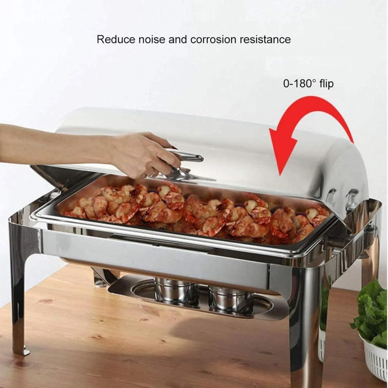 گرمکن غذا استیل 9 لیتری، ست گرمکن غذا بوفه، با ظروف غذا و نگهدارنده سوخت، ست حرفه ای گرمکن غذا برای بوفه پذیرایی (تک خانه)