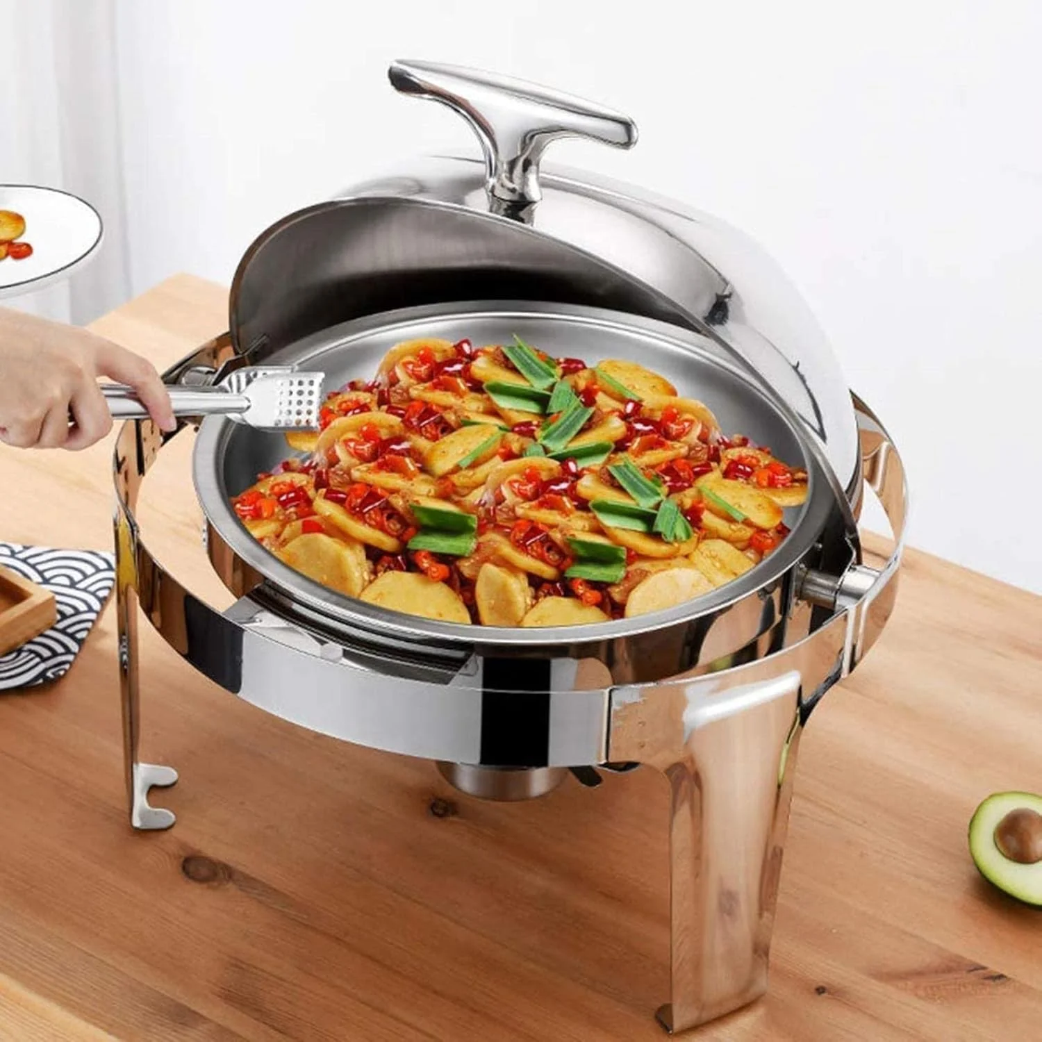 ظرف گرم نگهدارنده غذا استیل 6 لیتری، ست گرمکن بوفه، با ظروف غذا و نگهدارنده سوخت، ست حرفه ای گرم کننده غذا برای پذیرایی، بوفه و مهمانی ظرف گرم نگهدارنده غذا استیل 6 لیتری، ست گرمکن بوفه، با ظروف غذا و نگهدارنده سوخت، ست حرفه ای گرم کننده غذا برای پذیرایی، بوفه و مهمانی