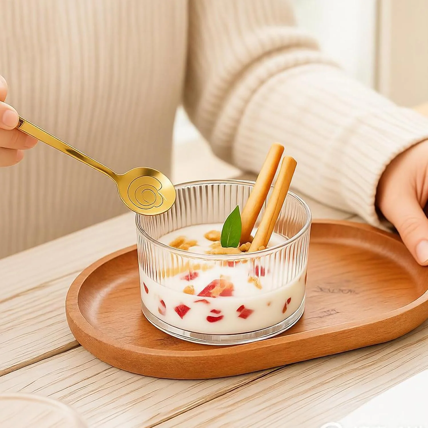 ظروف دسر شیشه ای BPFY، بسته 8 عددی، 200 میلی لیتری، کاسه های بستنی دنده دار برای بستنی، میوه، پودینگ، تنقلات، پارفه، ترایفل، مناسب برای مهمانی ها، تعطیلات و استفاده روزمره