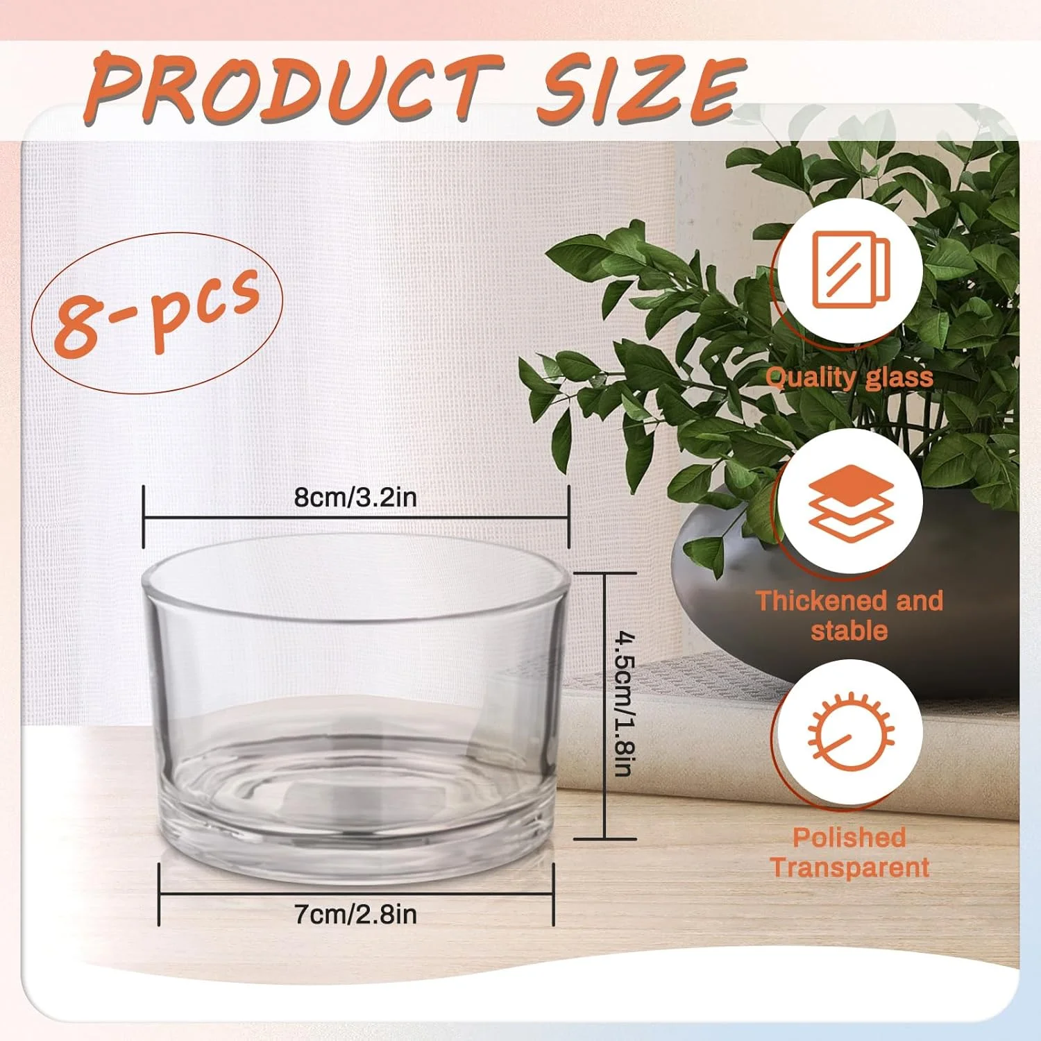 SNOMEL 8 Pieces Clear Small Trifle Bowl Cups Set, 6.76 OZ Serving Mini Glass Dessert Bowls Modern Design, Crystal Trifle Dish Centerpiece Decorative for Ice Cream Salad Fruit Cakes Party Pudding