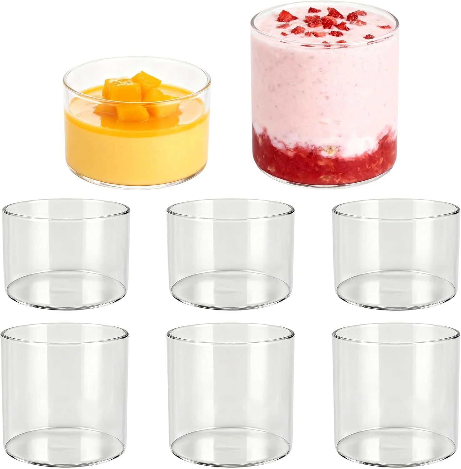 آکسین کاردارم 8 عدد کاسه دسر شیشه ای، فنجان های دسر شفاف، فنجان پودینگ شیشه ای کوچک برای ماست، بستنی، آب، نوشیدنی ها (335ml/200ml)