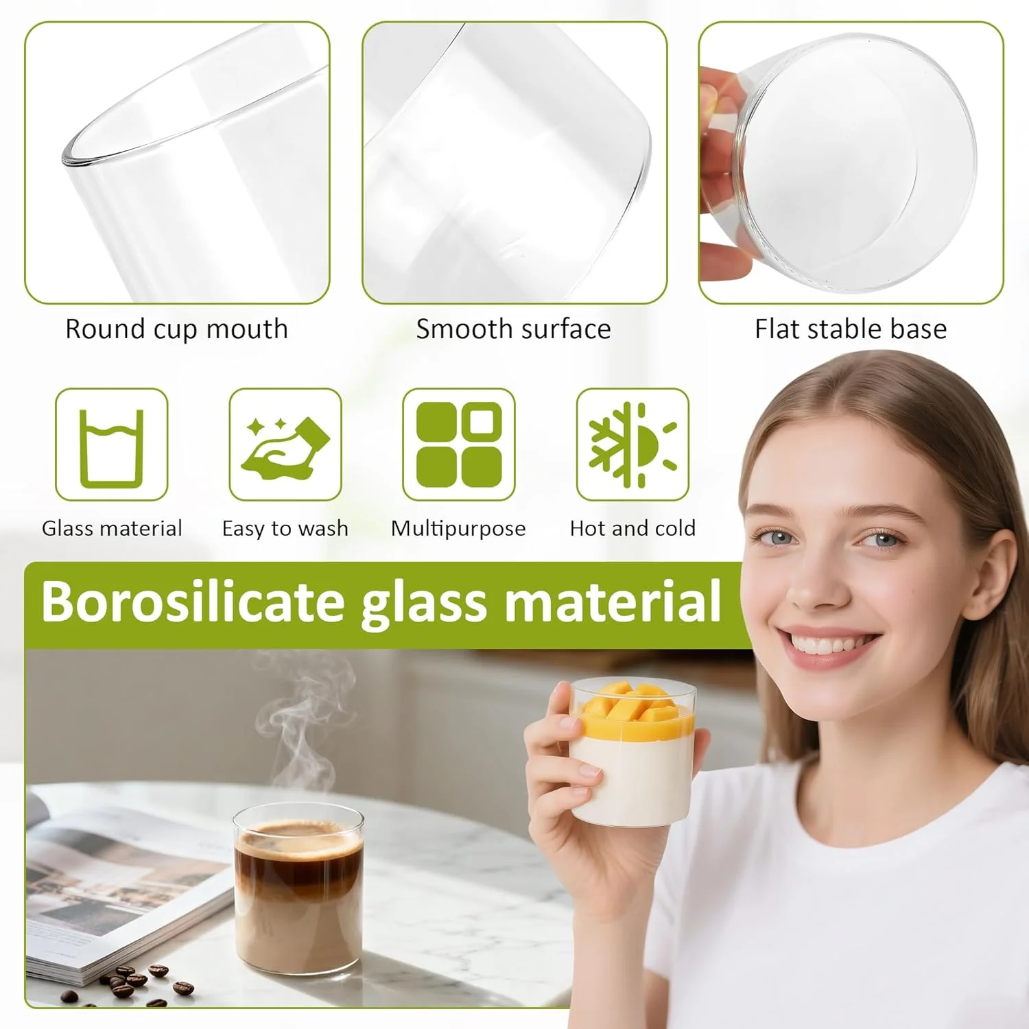 آکسین کاردارم 8 عدد کاسه دسر شیشه ای، فنجان های دسر شفاف، فنجان پودینگ شیشه ای کوچک برای ماست، بستنی، آب، نوشیدنی ها (335ml/200ml) آکسین کاردارم 8 عدد کاسه دسر شیشه ای، فنجان های دسر شفاف، فنجان پودینگ شیشه ای کوچک برای ماست، بستنی، آب، نوشیدنی ها (335ml/200ml)