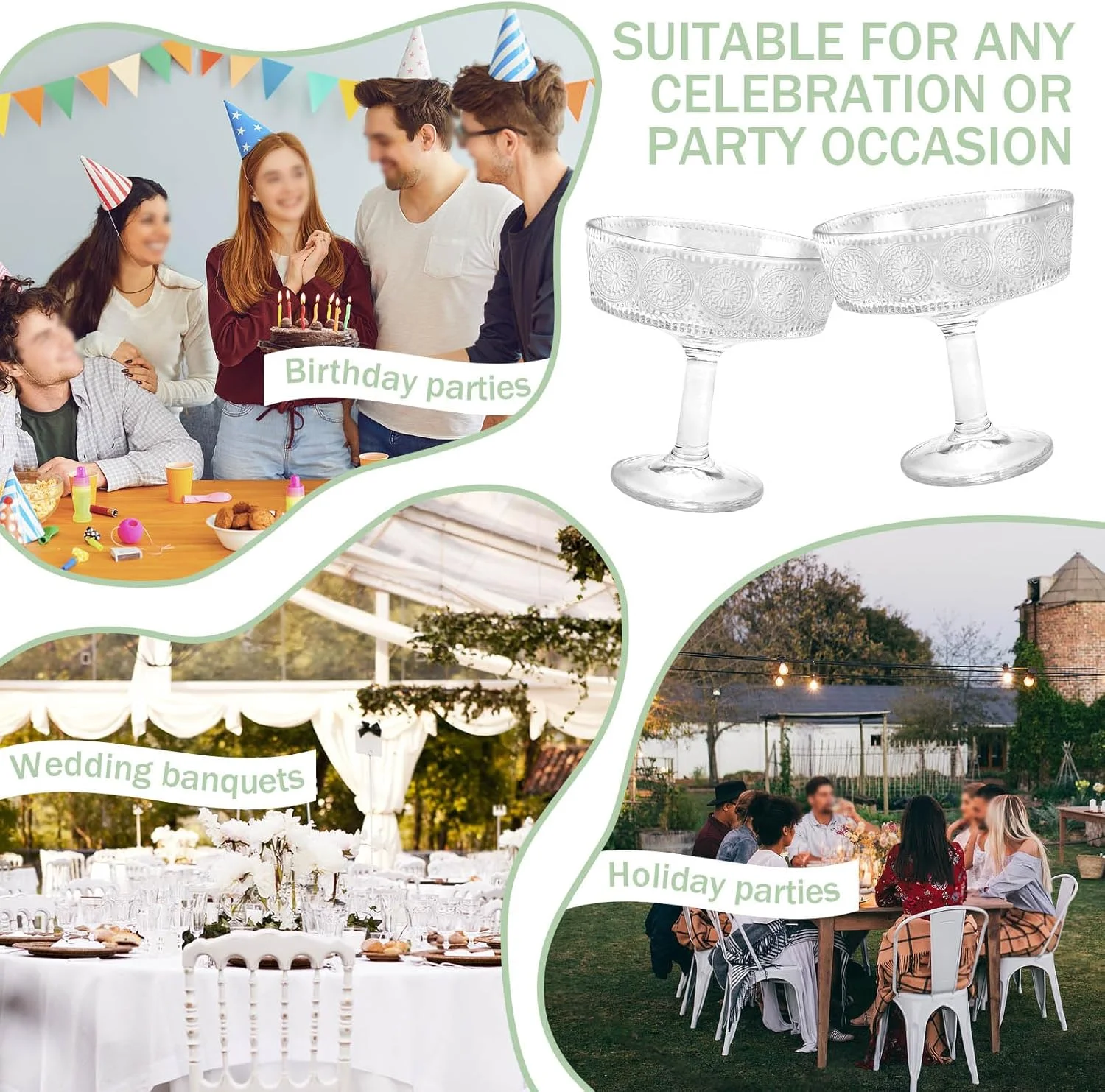 Fatiya 6 Pieces Clear Trifle Bowl with Pedestal, 6.68 OZ (190 ML) Small Glass Dessert Bowls Footed Serving Modern Design, Crystal Trifle Dish Stand Centerpiece for Ice Cream Salad Fruit Cakes Party