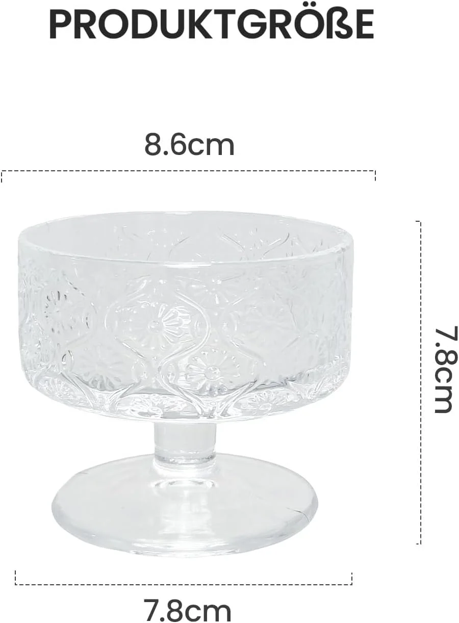 پیاله‌های دسر شیشه‌ای Haayymo، بستنی خوری، ست 6 عددی، لیوان‌های پایه کوتاه برای سرو کوکتل میگو، پیش غذا، سالاد میوه، کاسه‌های پودینگ، دسر بستنی خوری پایه دار، کاسه‌های کوکتل (T1809)