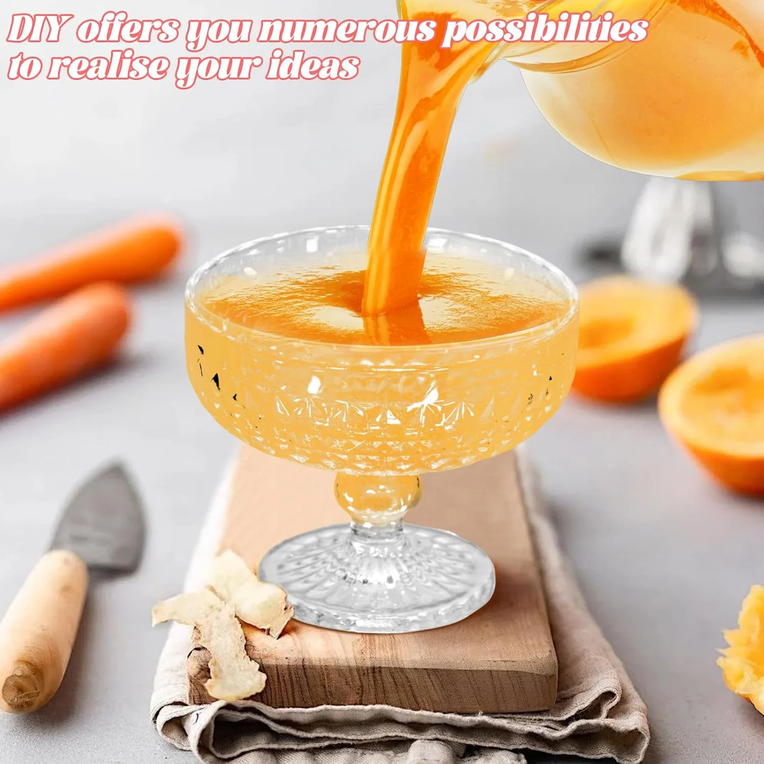 ست 6 عددی کاسه دسر شیشه ای Haayymo، مناسب بستنی، لیوان های پایه کوتاه برای سرو کوکتل میگو، پیش غذا، سالاد میوه، پودینگ، کاسه های پایه دار دسر و کوکتل (سفید)