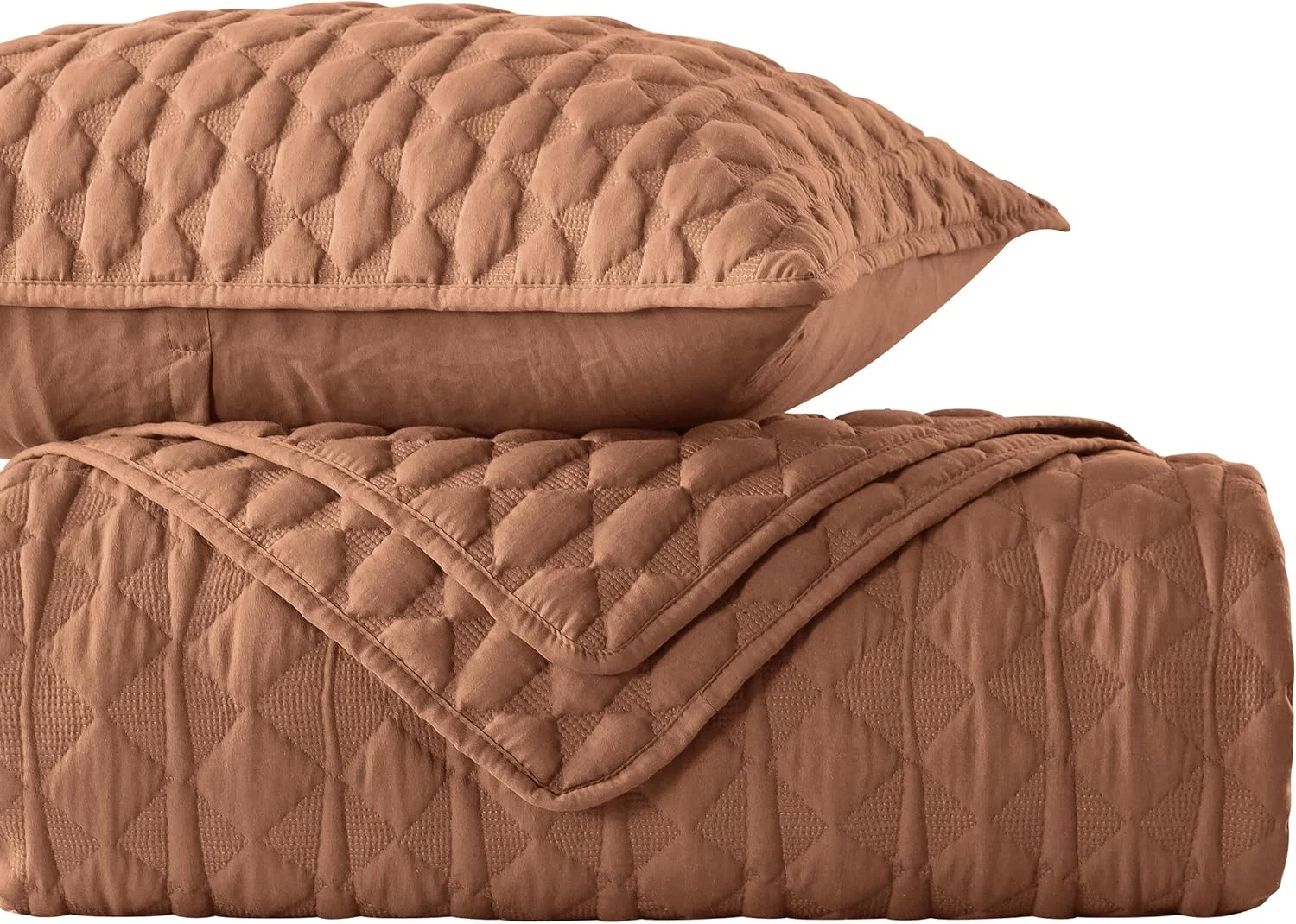 ست روتختی لحافی نارنجی سوخته WDCOZY سایز کوئین به همراه 2 روبالشتی، رو تختی قرمز سبک و نرم، پتوی لحافی نازک مناسب تمام فصول، 3 تکه، 90x90 اینچ