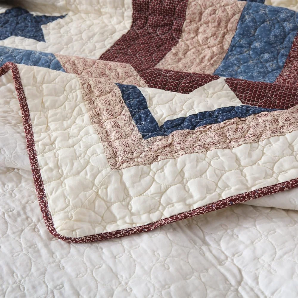 رو تختی پنبه ای VISIMISI، روانداز تخت 240 در 260 سانتی متر، ست 3 تکه شامل لحاف و 2 روبالشی، طرح ستاره ای به سبک مدیترانه ای اروپایی، لحاف دو نفره (طرح ستاره ای، 250 در 270 سانتی متر)