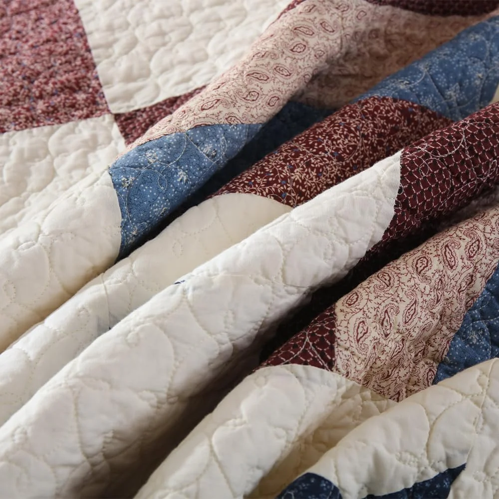 رو تختی پنبه ای VISIMISI، روانداز تخت 240 در 260 سانتی متر، ست 3 تکه شامل لحاف و 2 روبالشی، طرح ستاره ای به سبک مدیترانه ای اروپایی، لحاف دو نفره (طرح ستاره ای، 250 در 270 سانتی متر)