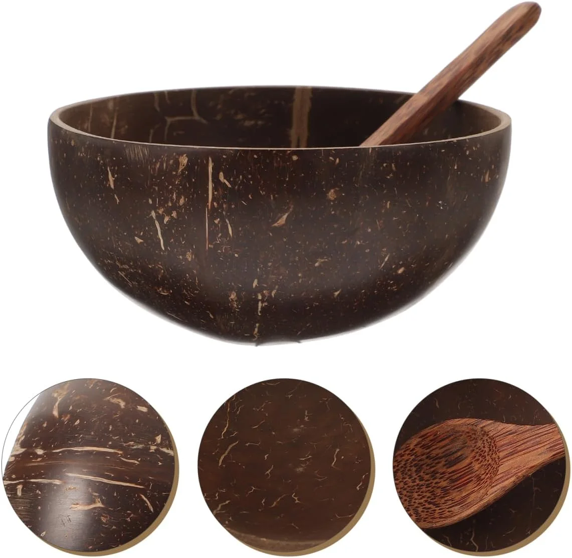 Cabilock 1 ست کاسه و قاشق نارگیل، کاسه دسر با تم هاوایی برای مهمانی ها، مناسب میوه، بستنی و تنقلات طبیعی Cabilock 1 ست کاسه و قاشق نارگیل، کاسه دسر با تم هاوایی برای مهمانی ها، مناسب میوه، بستنی و تنقلات طبیعی