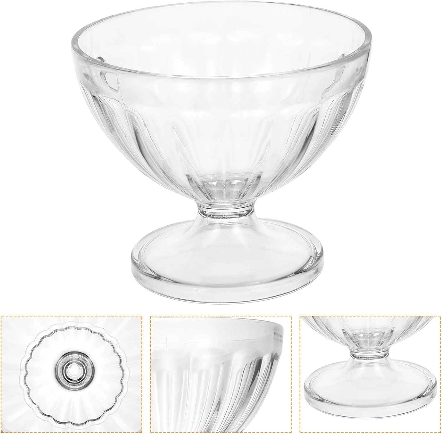 کاسه دسر کریستالی پایه دار، فنجان دسر شیشه ای، فنجان پودینگ، ظروف ماست، کاسه های سرو و مخلوط کردن شیشه ای برای موس، بستنی، دسر، پیش غذا 170 میلی لیتر 3 عدد