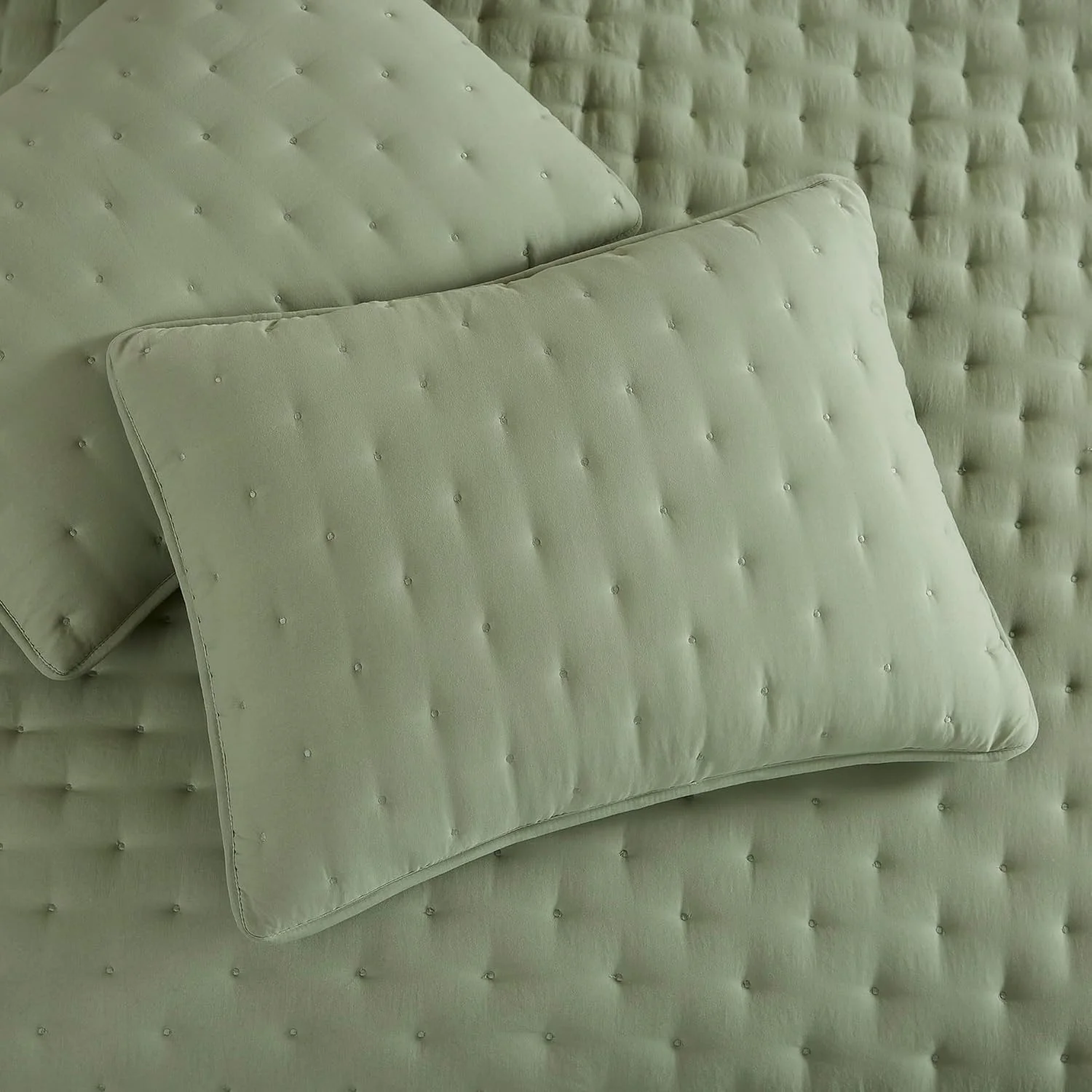 ست روتختی لحافی کالیفرنیا کینگ سایز ابر سبز مریم گلی با روبالشتی، رو تختی بزرگ و پفی دریایی، لحاف سبک وزن نرم و زیبا برای تمام فصول