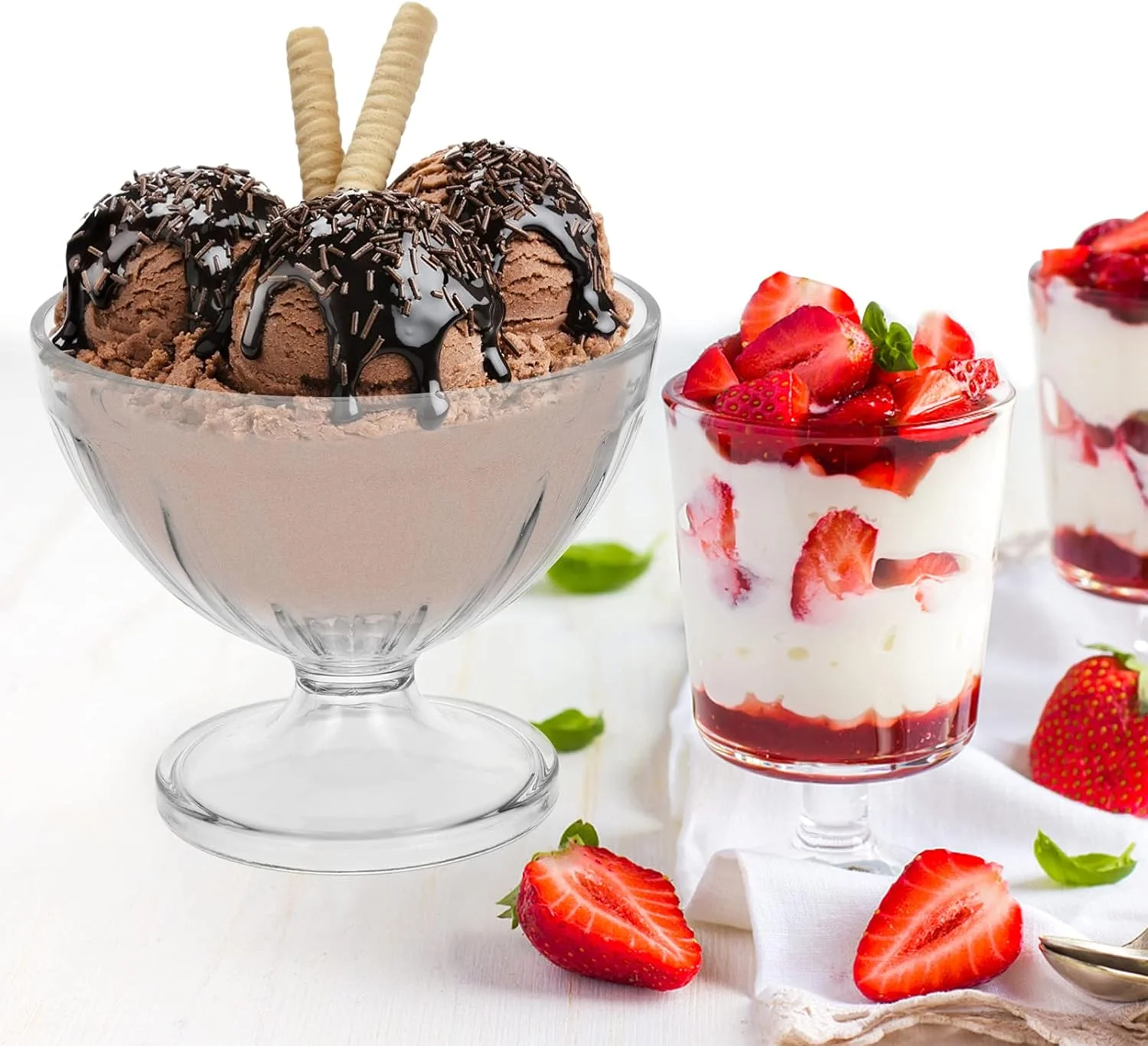 کاسه دسر کریستالی پایه دار، فنجان دسر شیشه ای، فنجان پودینگ، ظروف ماست، کاسه های سرو و مخلوط کردن شیشه ای برای موس، بستنی، دسر، پیش غذا 170 میلی لیتر 3 عدد