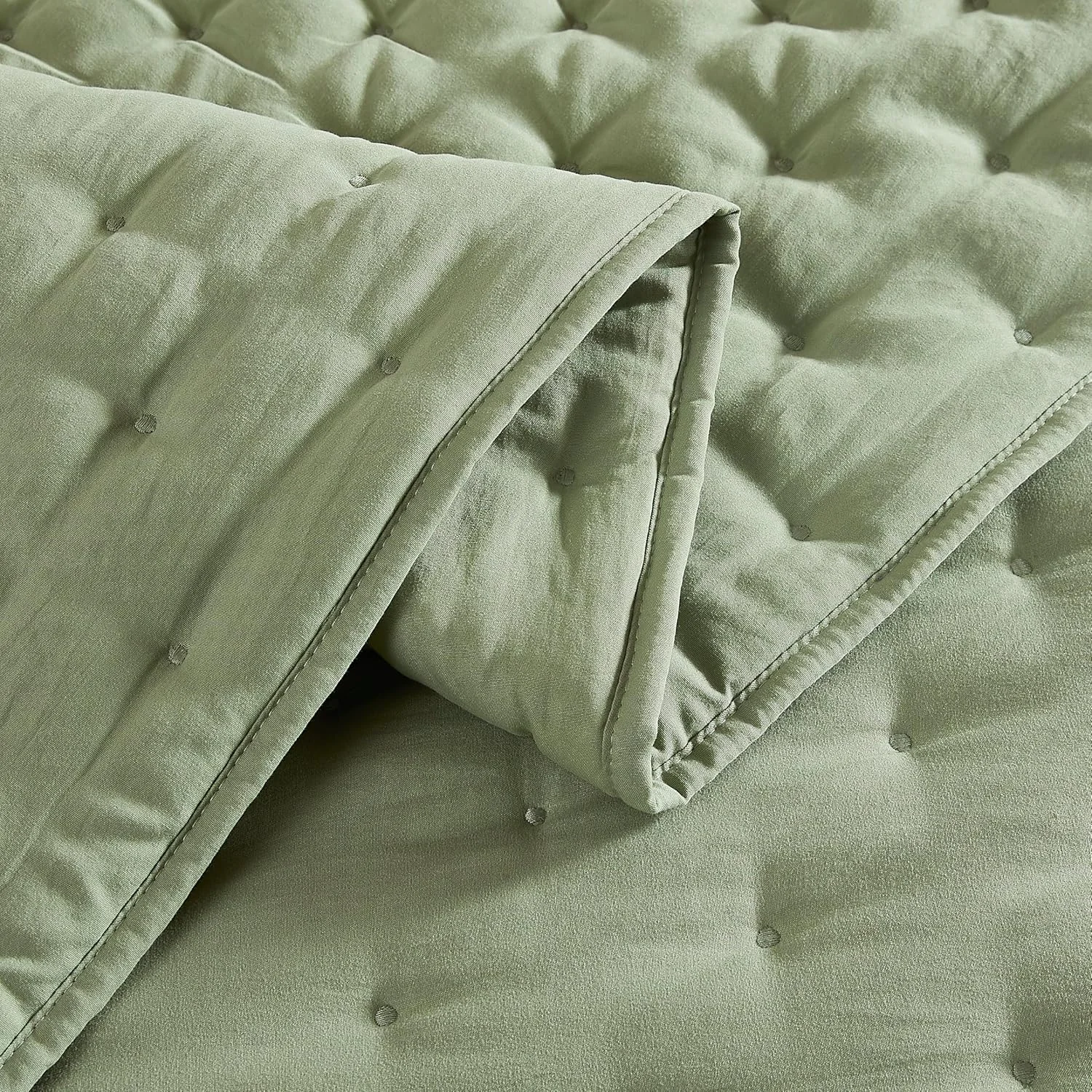 ست روتختی لحافی کالیفرنیا کینگ سایز ابر سبز مریم گلی با روبالشتی، رو تختی بزرگ و پفی دریایی، لحاف سبک وزن نرم و زیبا برای تمام فصول