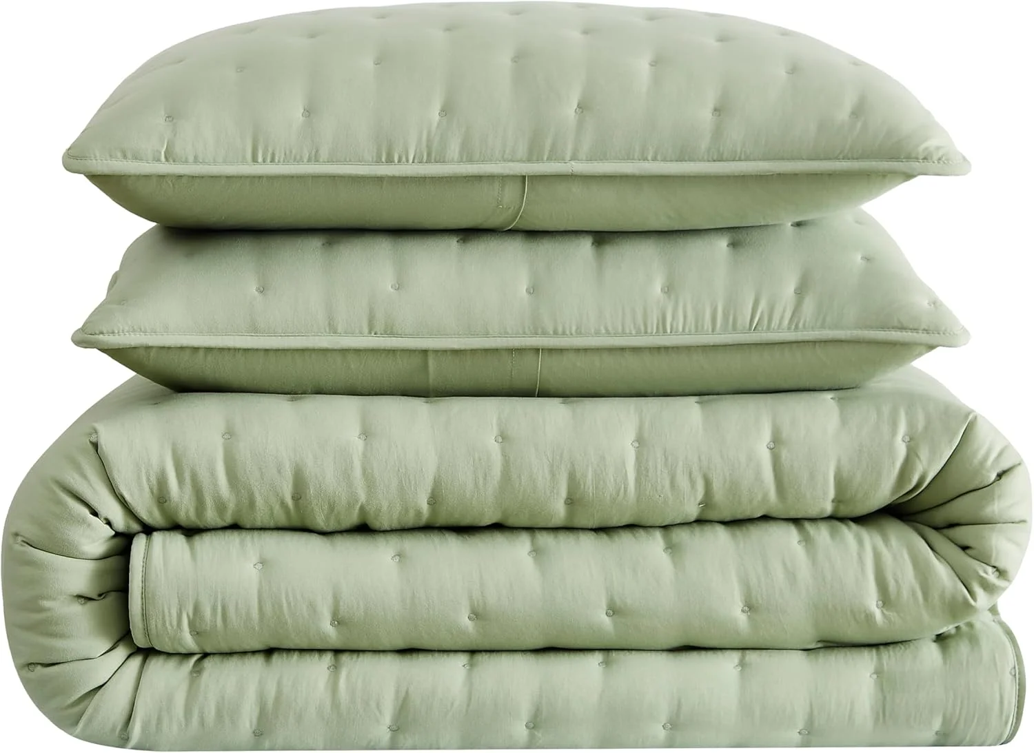 ست روتختی لحافی کالیفرنیا کینگ سایز ابر سبز مریم گلی با روبالشتی، رو تختی بزرگ و پفی دریایی، لحاف سبک وزن نرم و زیبا برای تمام فصول