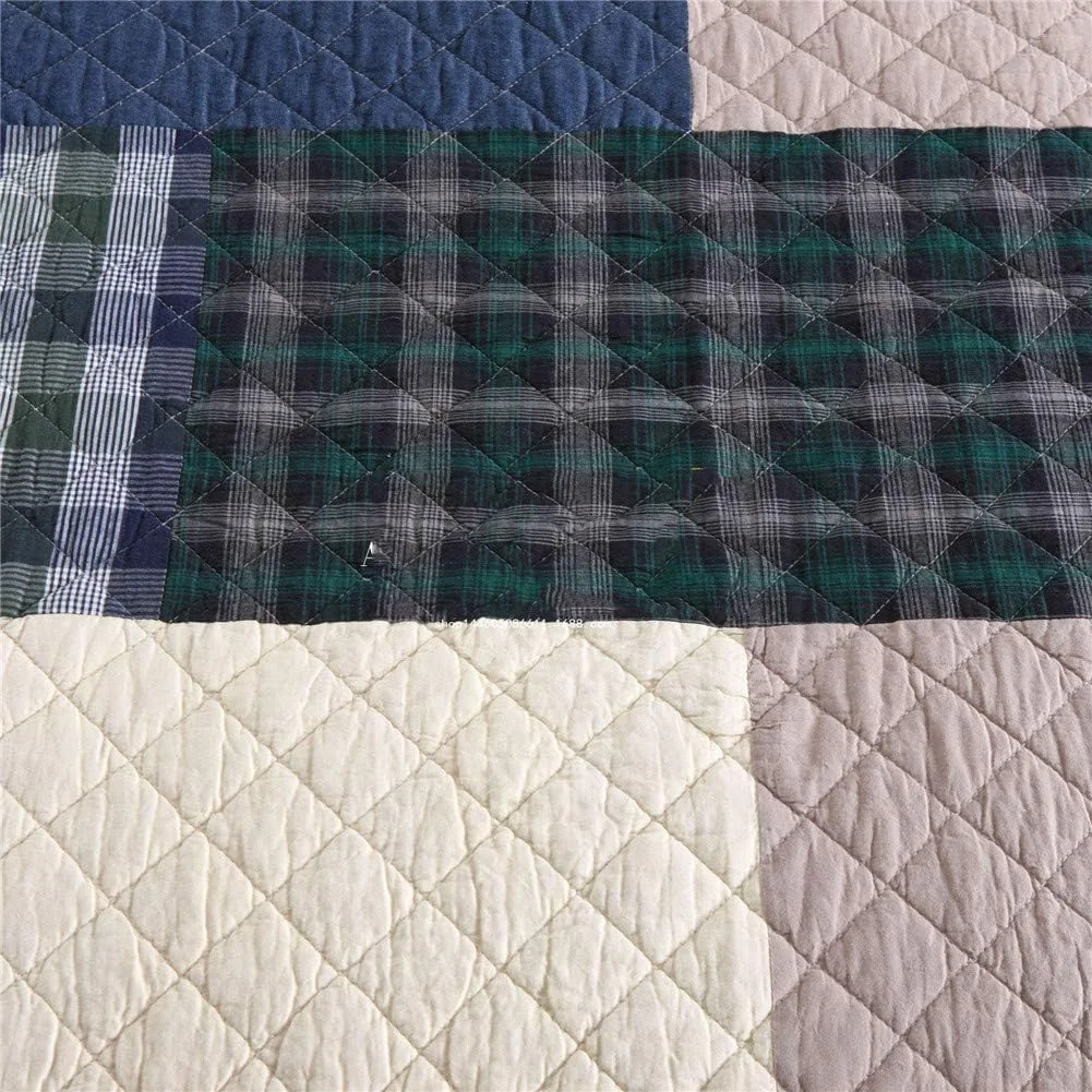 ست روتختی سه تکه VESLFG، رو تختی تکه دوزی شده لحاف پنبه ای روکش لحاف بالش سایز کوئین لحاف دوزی شده، 230250 سانتی متر، آبی