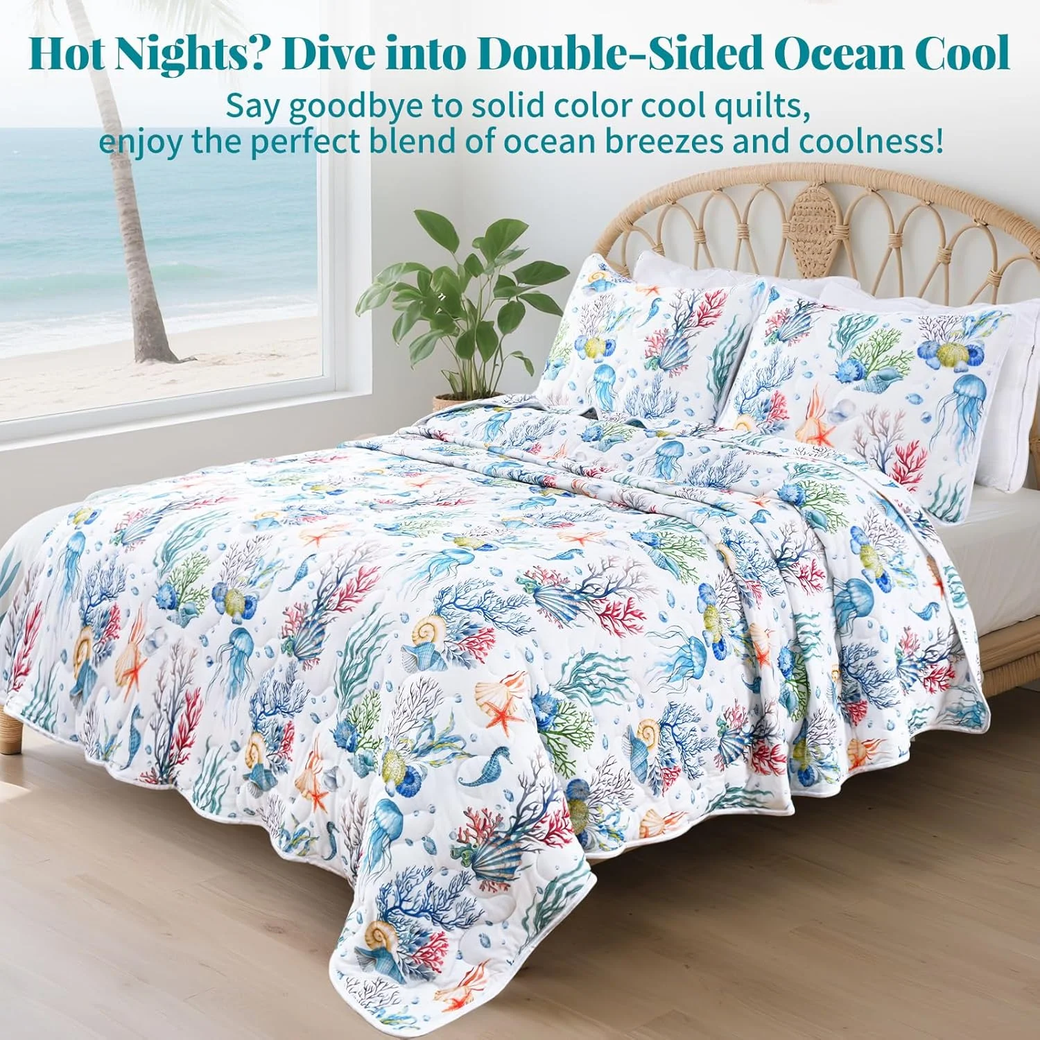 ست لحاف خنک کننده آپسرینگ، سایز کینگ، ست روتختی ساحلی دو رو، 3 تکه، لحاف خنک و سبک و تنفس پذیر برای افراد گرمایی، ست روتختی و رو بالشتی تابستانی (سبز، 264 * 228 سانتی متر) ست لحاف خنک کننده آپسرینگ، سایز کینگ، ست روتختی ساحلی دو رو، 3 تکه، لحاف خنک و سبک و تنفس پذیر برای افراد گرمایی، ست روتختی و رو بالشتی تابستانی (سبز، 264 * 228 سانتی متر)