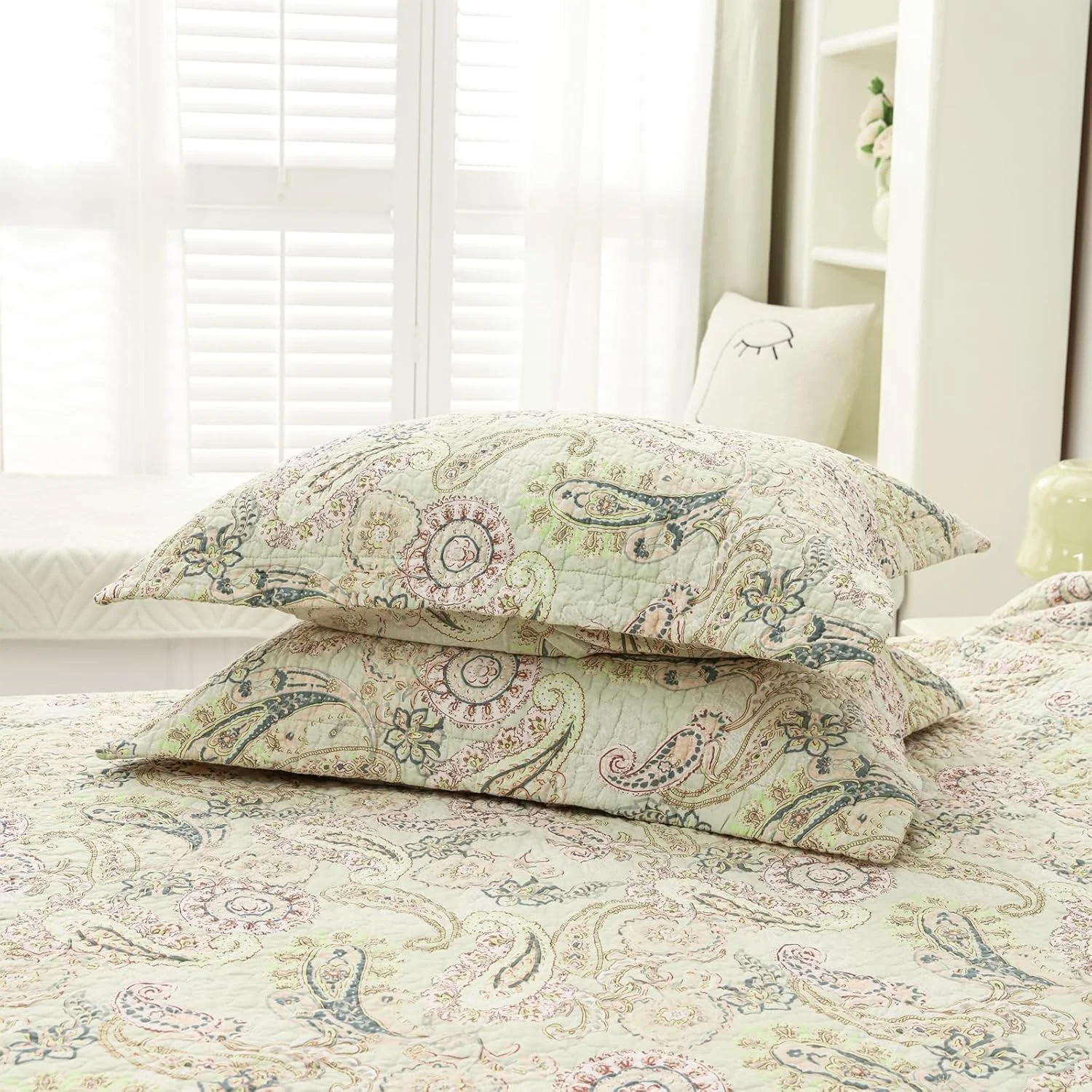 روتختی سه تکه طرح گل طلایی یوستاید، لحاف پنبه ای طرح دار دو رو