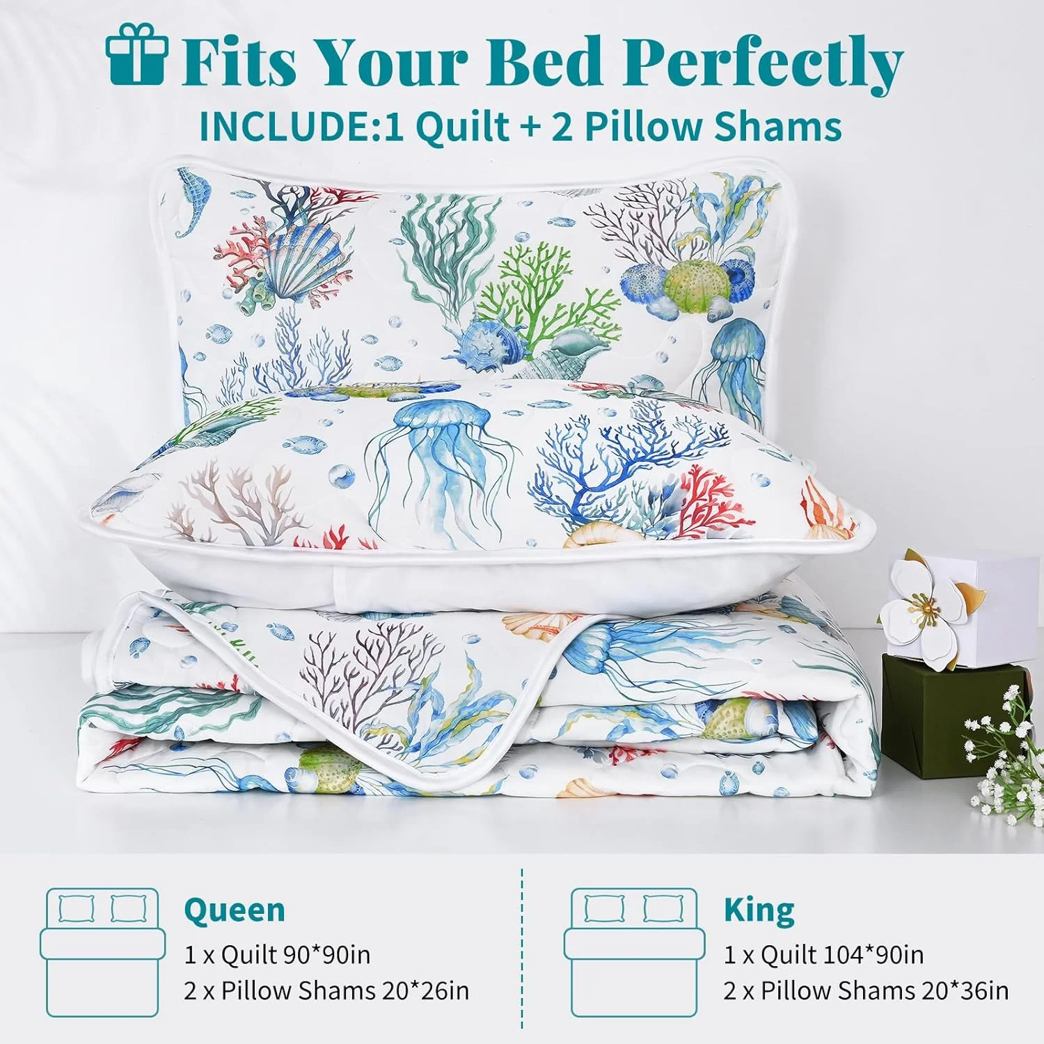 ست لحاف خنک کننده آپسرینگ، سایز کینگ، ست روتختی ساحلی دو رو، 3 تکه، لحاف خنک و سبک و تنفس پذیر برای افراد گرمایی، ست روتختی و رو بالشتی تابستانی (سبز، 264 * 228 سانتی متر) ست لحاف خنک کننده آپسرینگ، سایز کینگ، ست روتختی ساحلی دو رو، 3 تکه، لحاف خنک و سبک و تنفس پذیر برای افراد گرمایی، ست روتختی و رو بالشتی تابستانی (سبز، 264 * 228 سانتی متر)