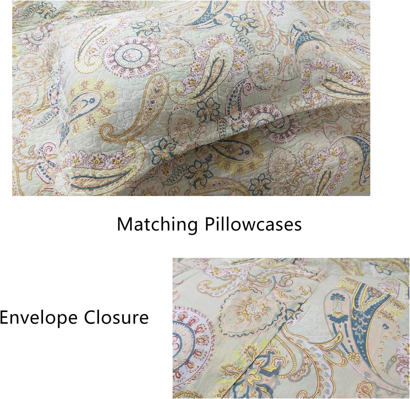 روتختی سه تکه طرح گل طلایی یوستاید، لحاف پنبه ای طرح دار دو رو