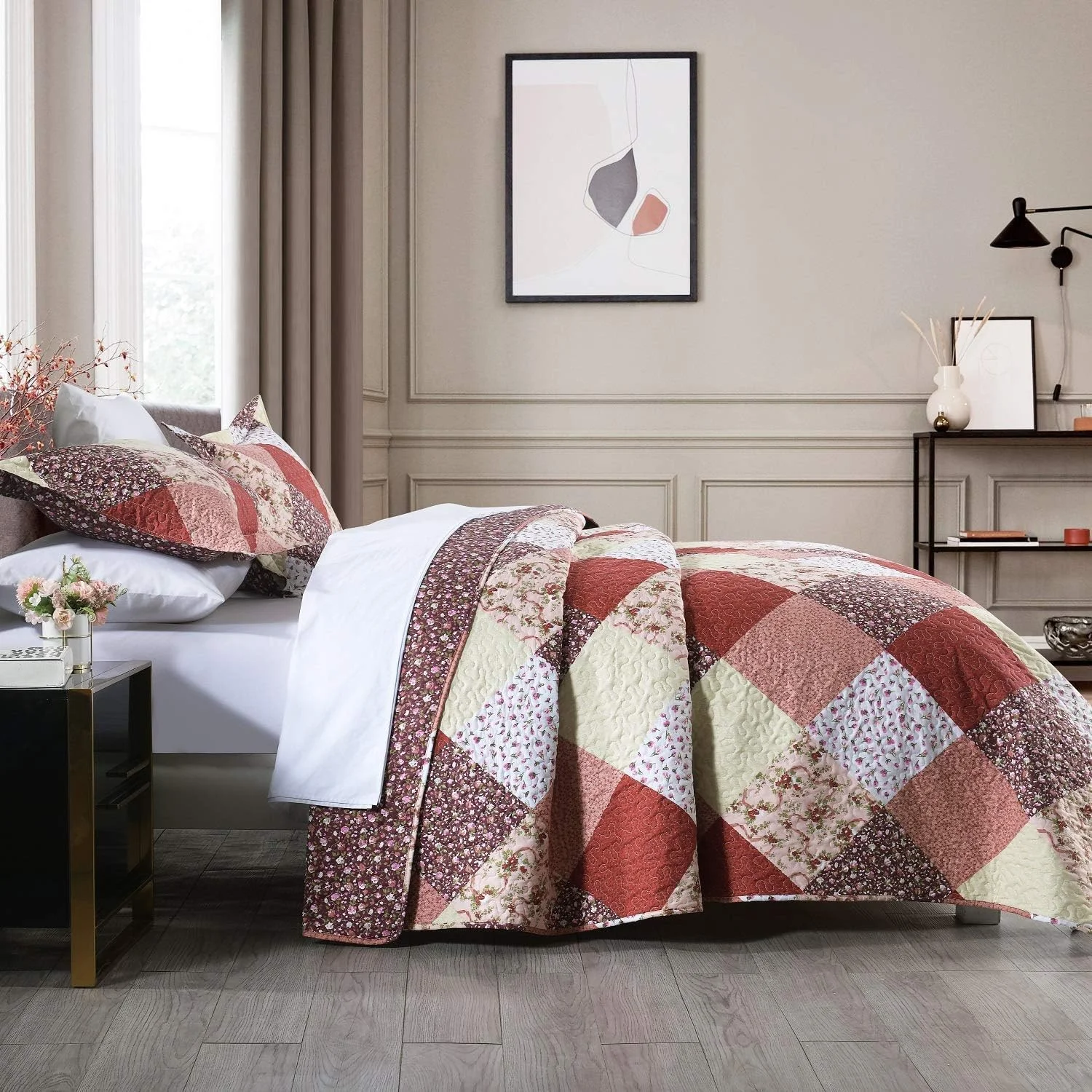 روتختی کینگ سایز 6 تکه Anglome مدل Ultrasonic - ست میکروفایبر بسیار نرم برس خورده - 1 روتختی (220x240 سانتی متر)، 1 ملحفه کش دار (180x200 سانتی متر)، 2 روبالشی (50x75 سانتی متر)، 2 رو کوسن (50x75 سانتی متر)