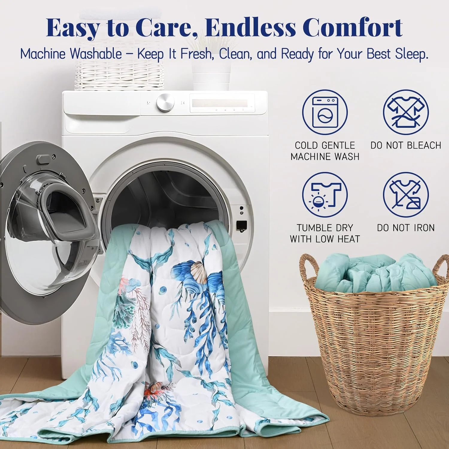 ست روتختی خنک کننده یو اسپرینگ، سایز کوئین، پر شده با الیاف سویا، ست ملحفه 3 تکه، لحاف خنک برای افراد گرمایی، لحاف تابستانی نرم و سبک و قابل تنفس، طرح ساحلی (آبی، 228 در 228 سانتی متر) ست روتختی خنک کننده یو اسپرینگ، سایز کوئین، پر شده با الیاف سویا، ست ملحفه 3 تکه، لحاف خنک برای افراد گرمایی، لحاف تابستانی نرم و سبک و قابل تنفس، طرح ساحلی (آبی، 228 در 228 سانتی متر)