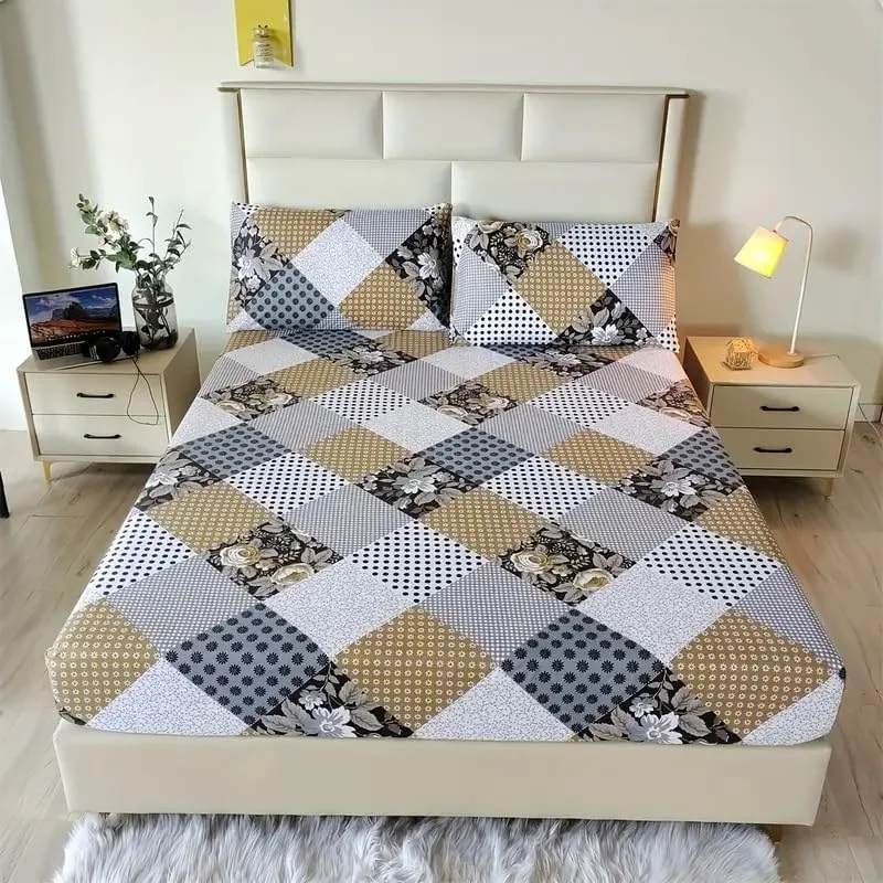 روتختی 6 تکه فوق العاده بزرگ Anglome مدل Ultrasonic، ست ملحفه میکروفایبر بسیار نرم - 1 روتختی (240x260 سانتی متر)، 1 ملحفه کش دار (200x200 سانتی متر)، 2 روبالشی (50x75 سانتی متر)، 2 رو کوسن (50x75 سانتی متر)