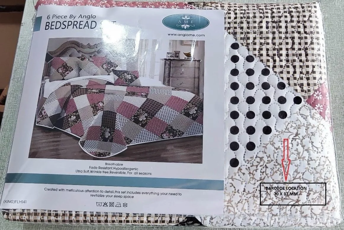 روتختی 6 تکه فوق العاده بزرگ Anglome مدل Ultrasonic، ست ملحفه میکروفایبر بسیار نرم - 1 روتختی (240x260 سانتی متر)، 1 ملحفه کش دار (200x200 سانتی متر)، 2 روبالشی (50x75 سانتی متر)، 2 رو کوسن (50x75 سانتی متر)